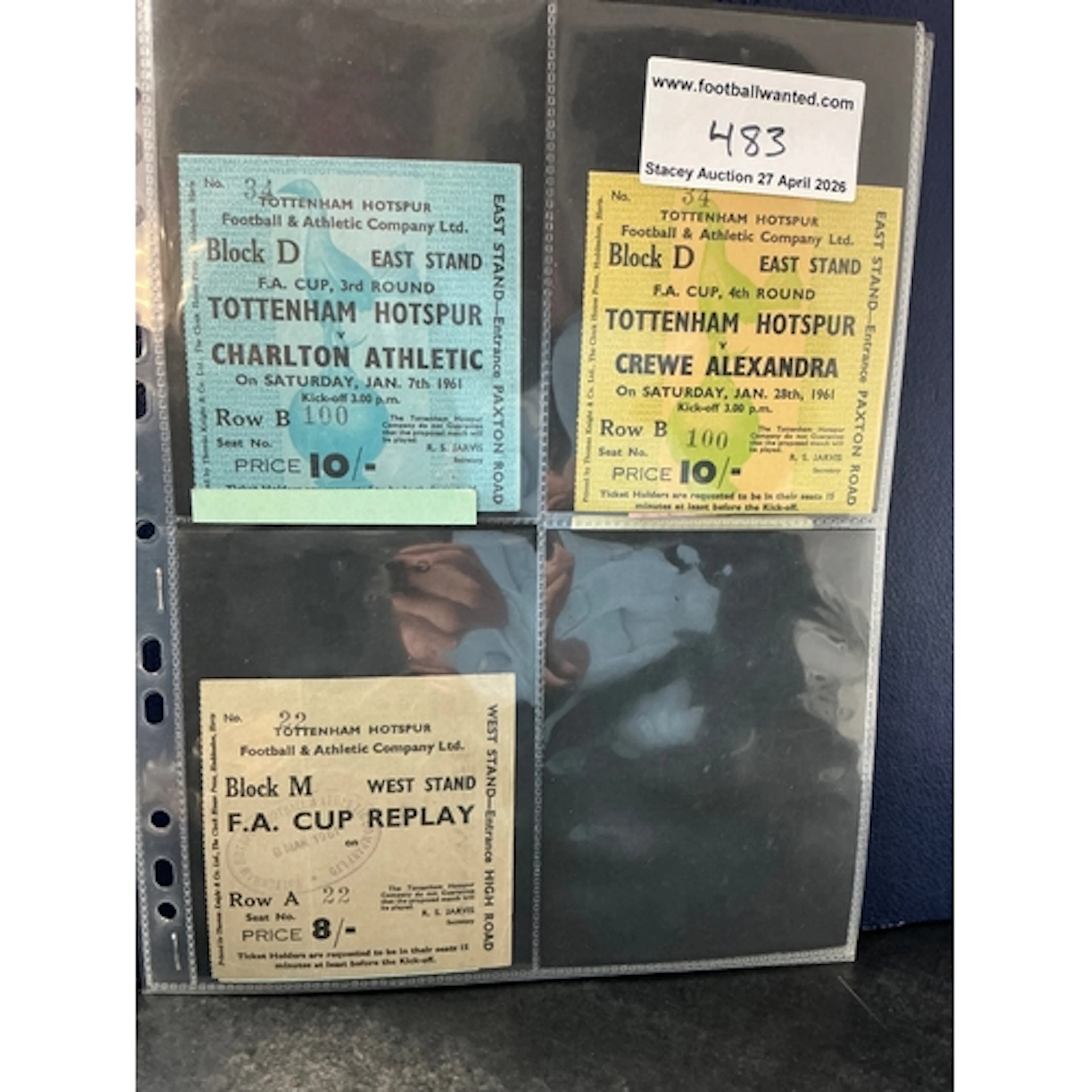 Tottenham 1961 Complete FA Cup Winning Run Football Tickets:...