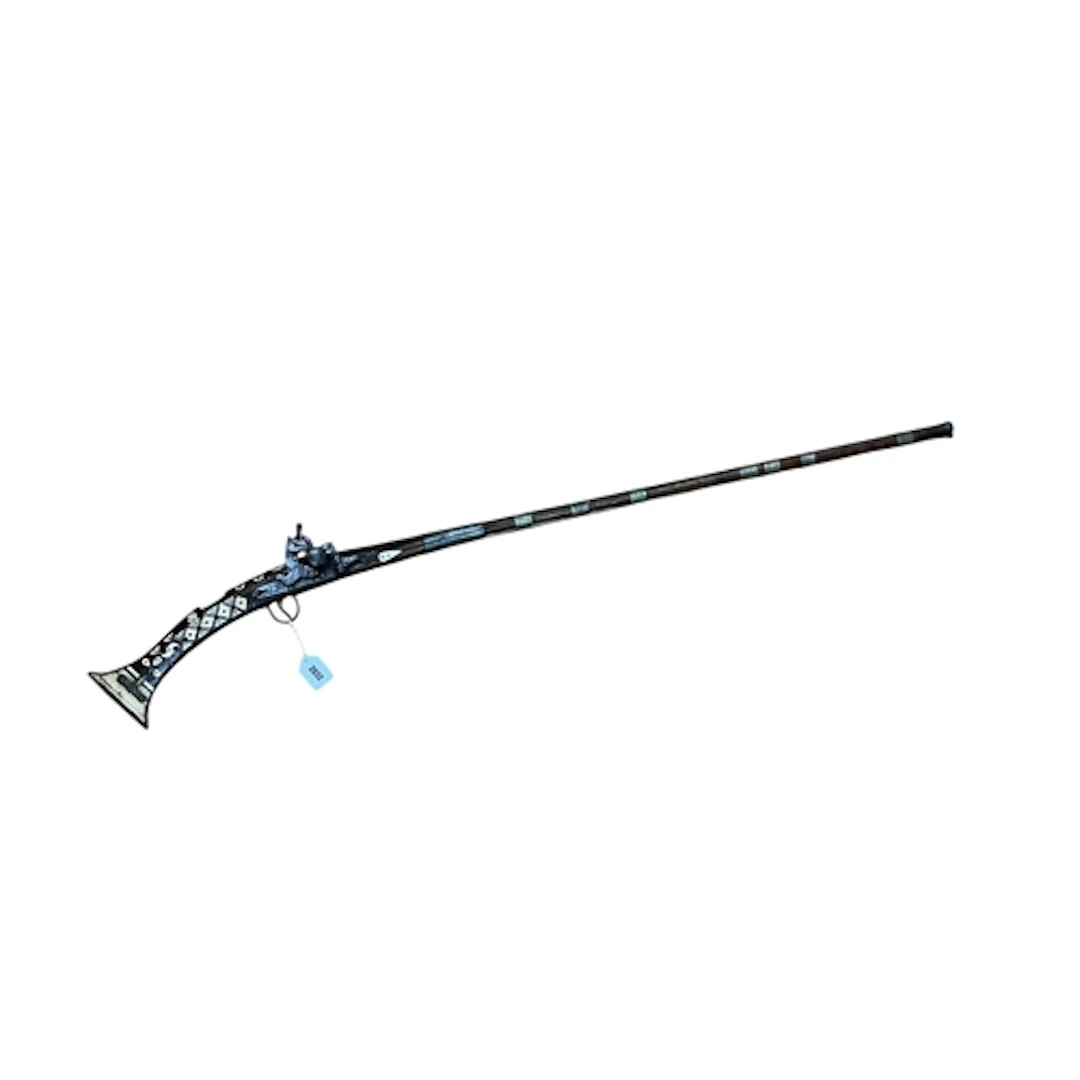 A North African snaphaunce gun jezail, lock inlaid with smal...