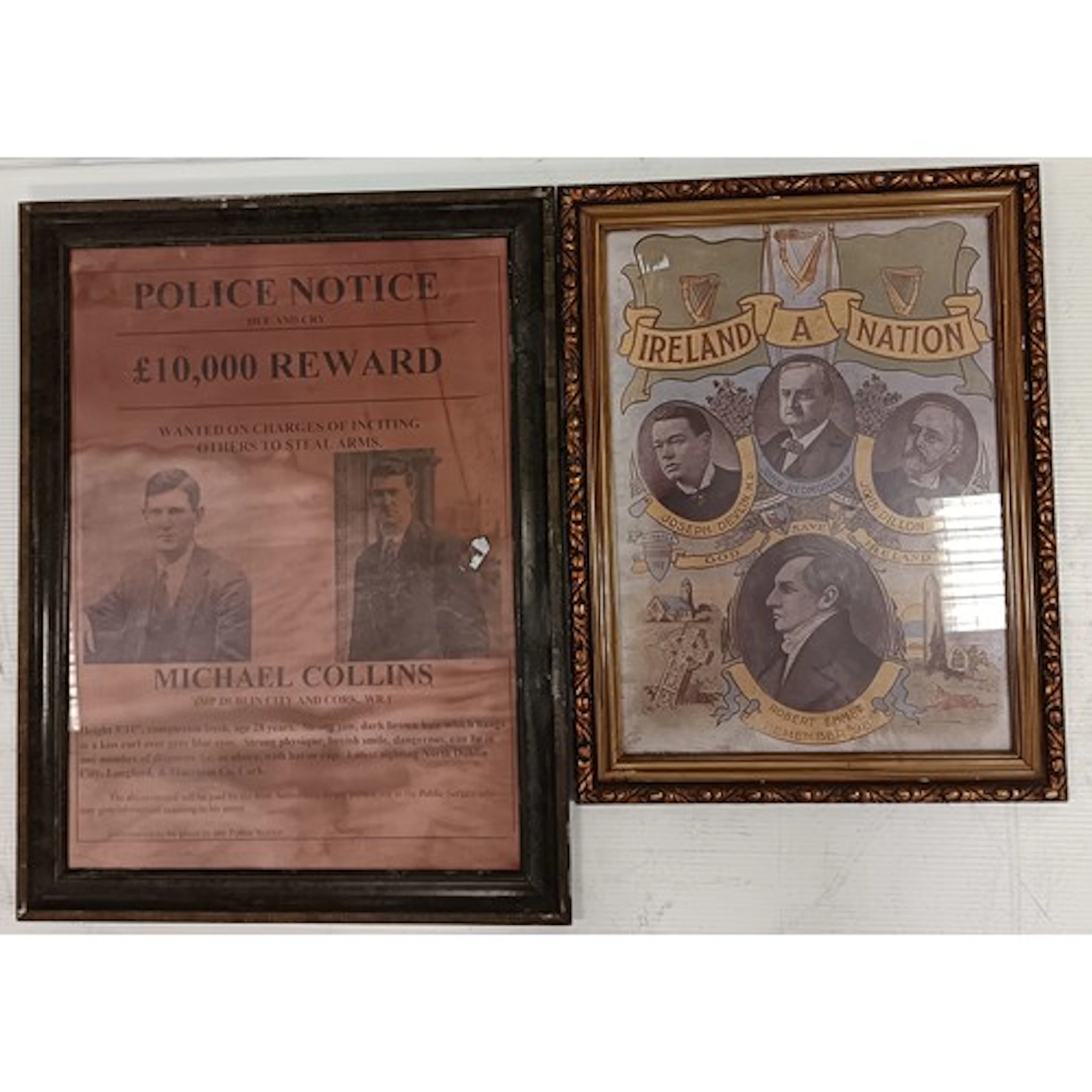Pair of Framed Irish Political Prints, Michael Collins ‘Poli...
