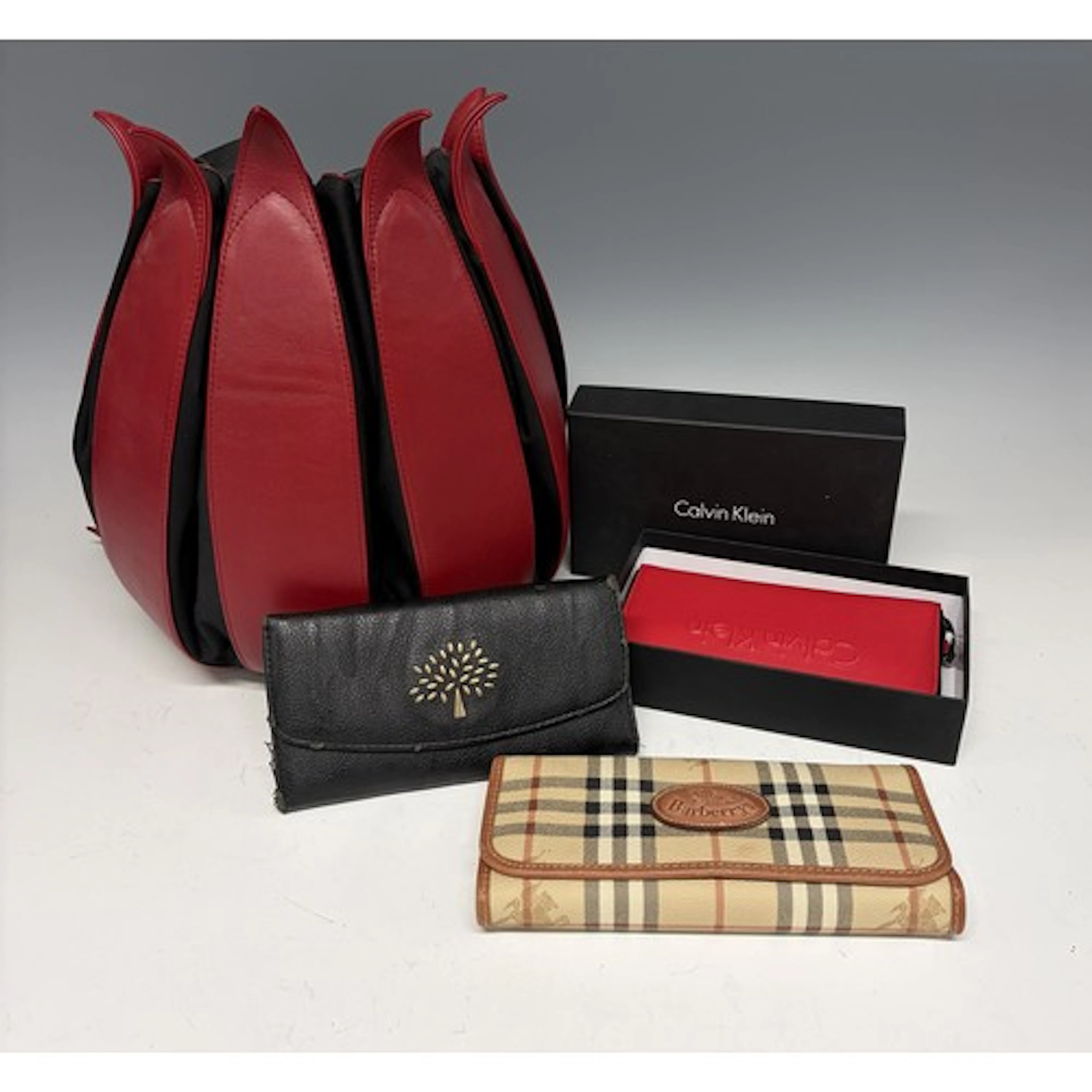 A black leather Mulberry Purse, together with a vintage Burb...