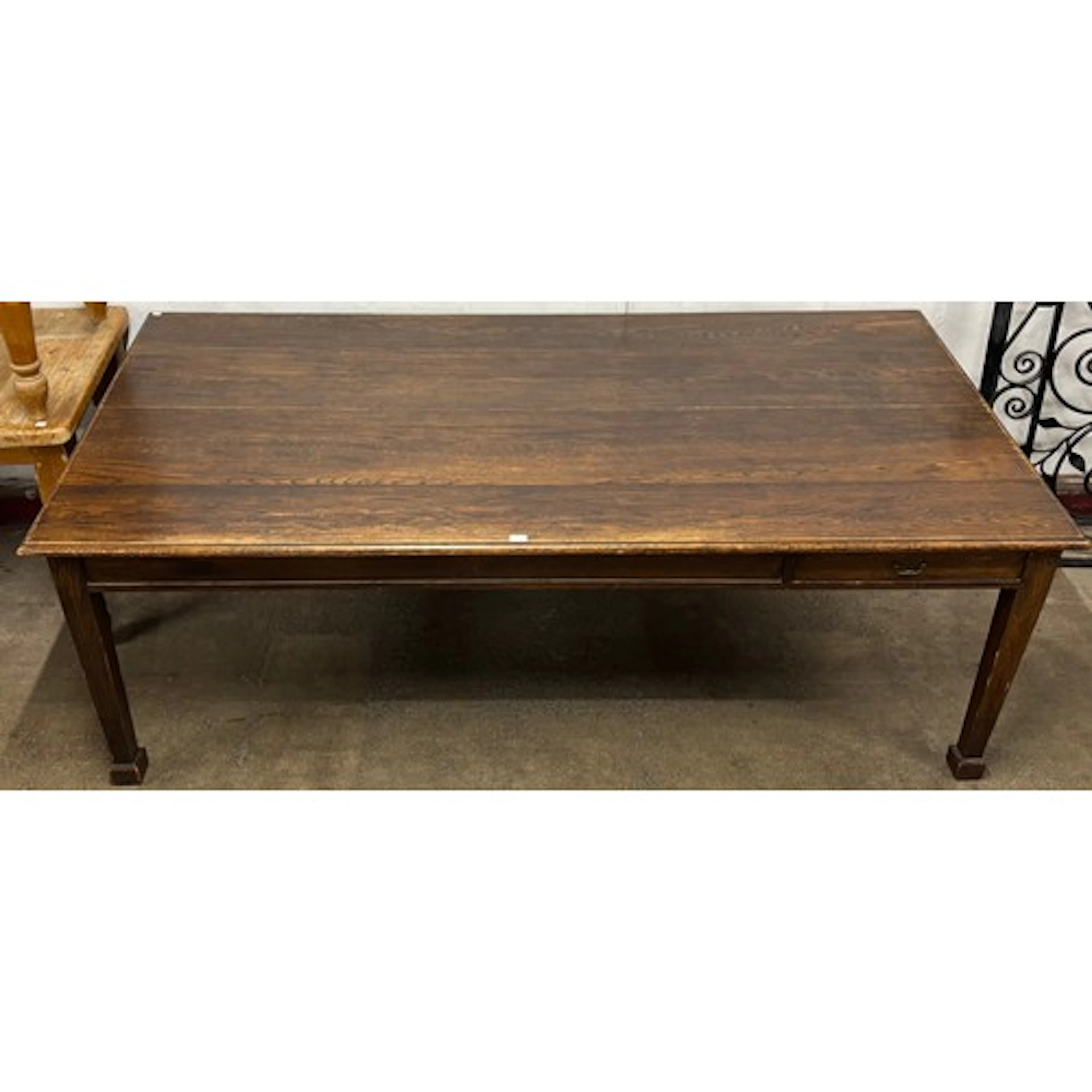 A large Arts and Crafts oak refectory table