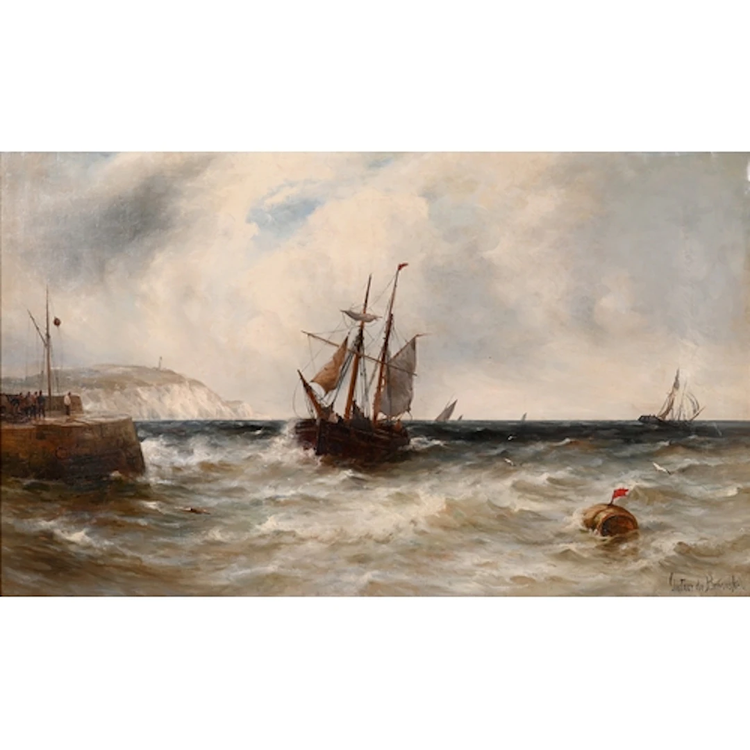 Gustave de Breanski (c.1856-1898) - Sailing Boat coming into...
