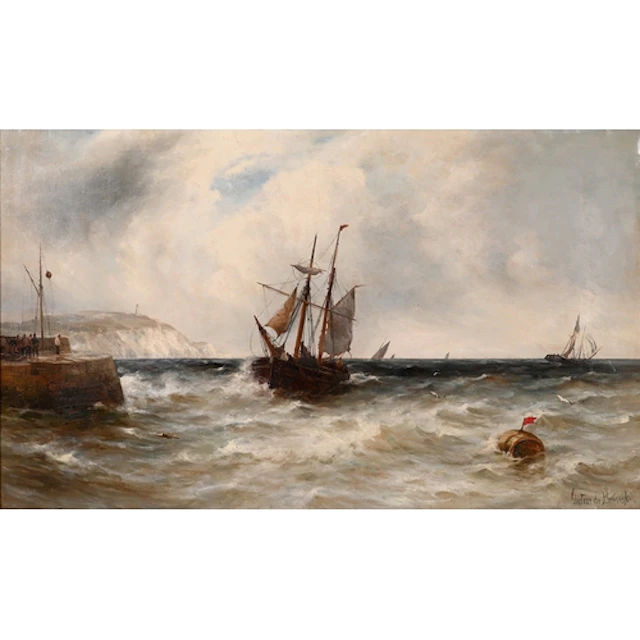 Gustave de Breanski (c.1856-1898) - Sailing Boat coming into...