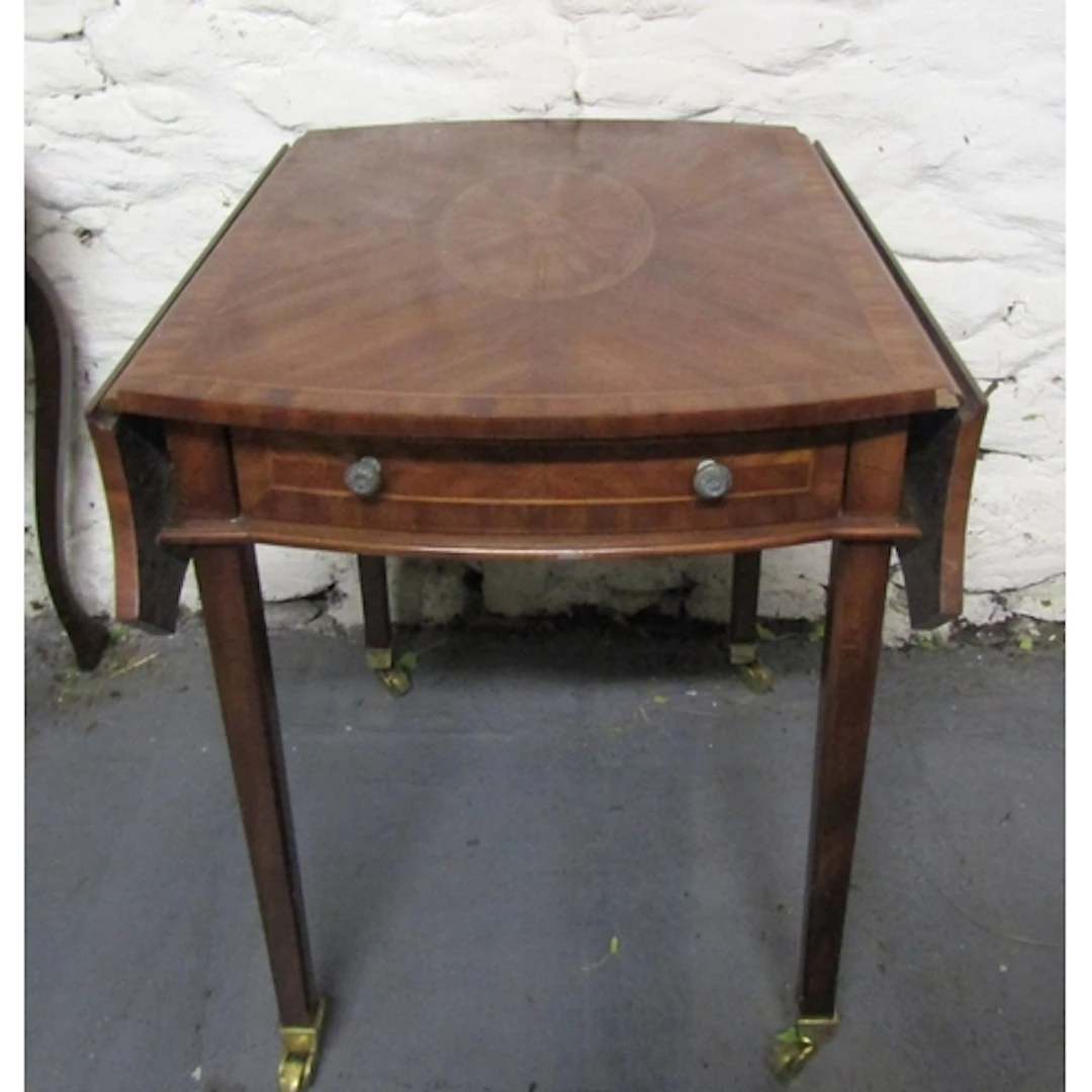 Pembrook Marquetry Decorated Kingswood Table Brass Cut Caste...