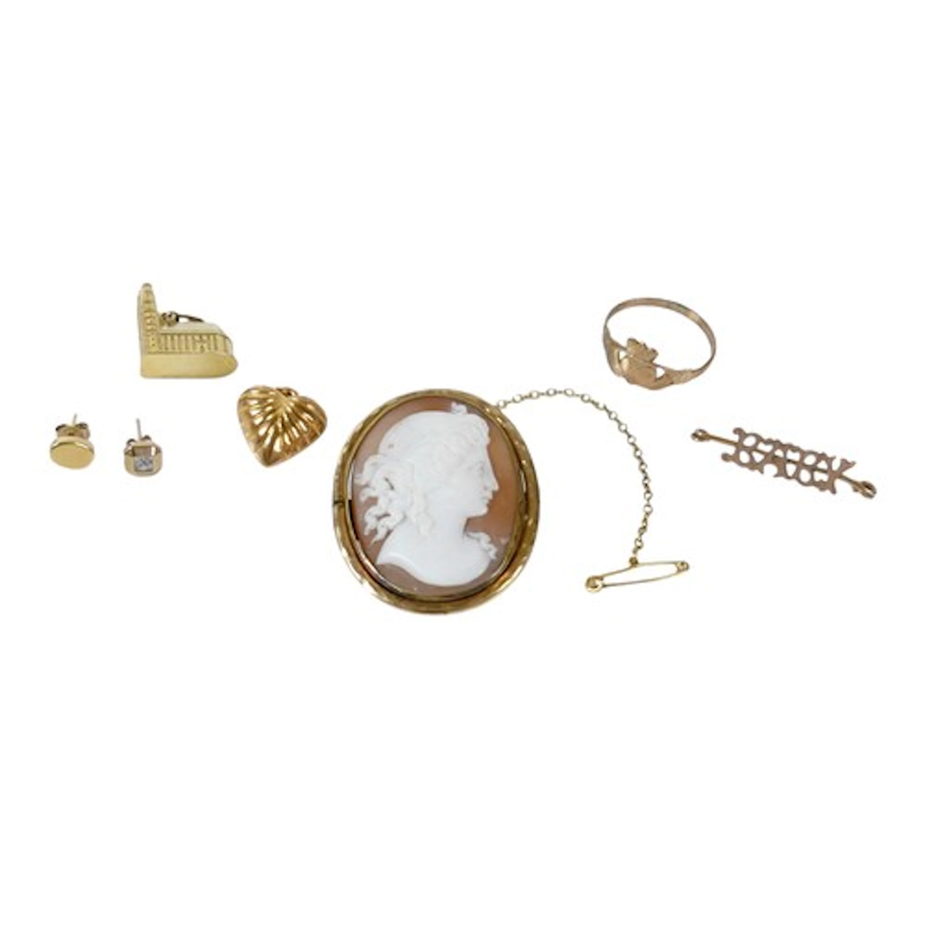A small group of gold and yellow metal jewellery, comprising...