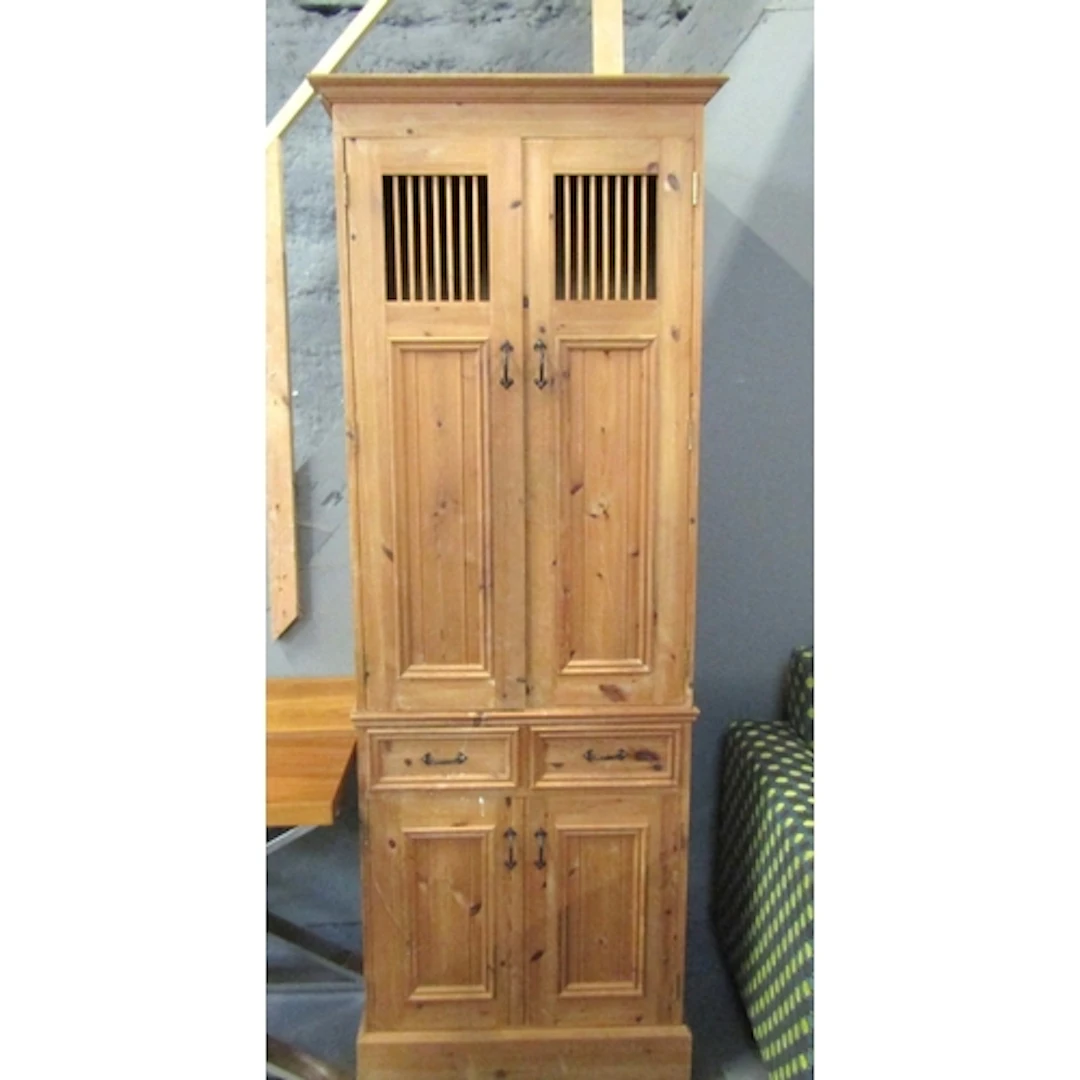 Solid Pine Two Door Cabinet with Single Drawers Above Cupboa...