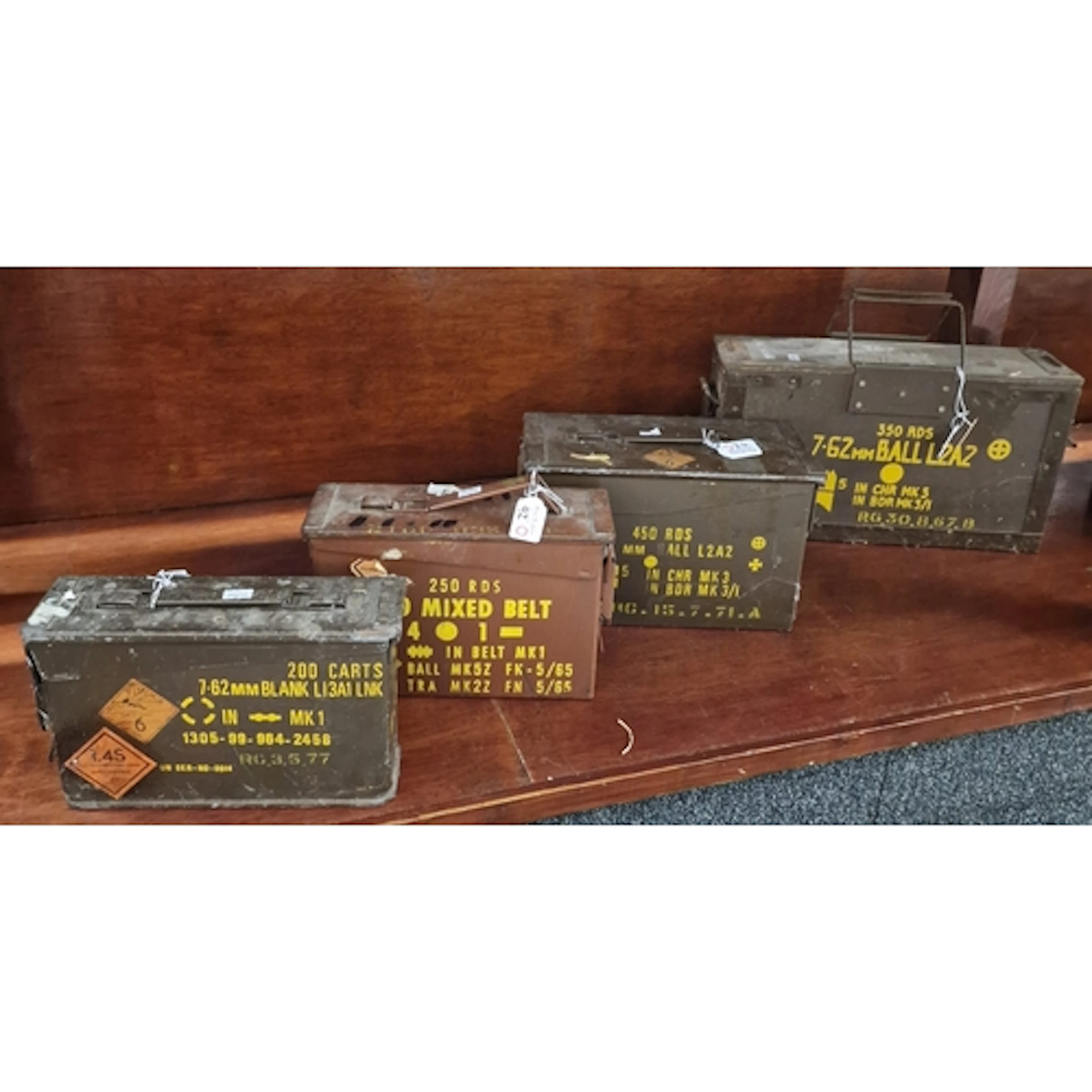 Collection of four British military steel and wooden ammunit...