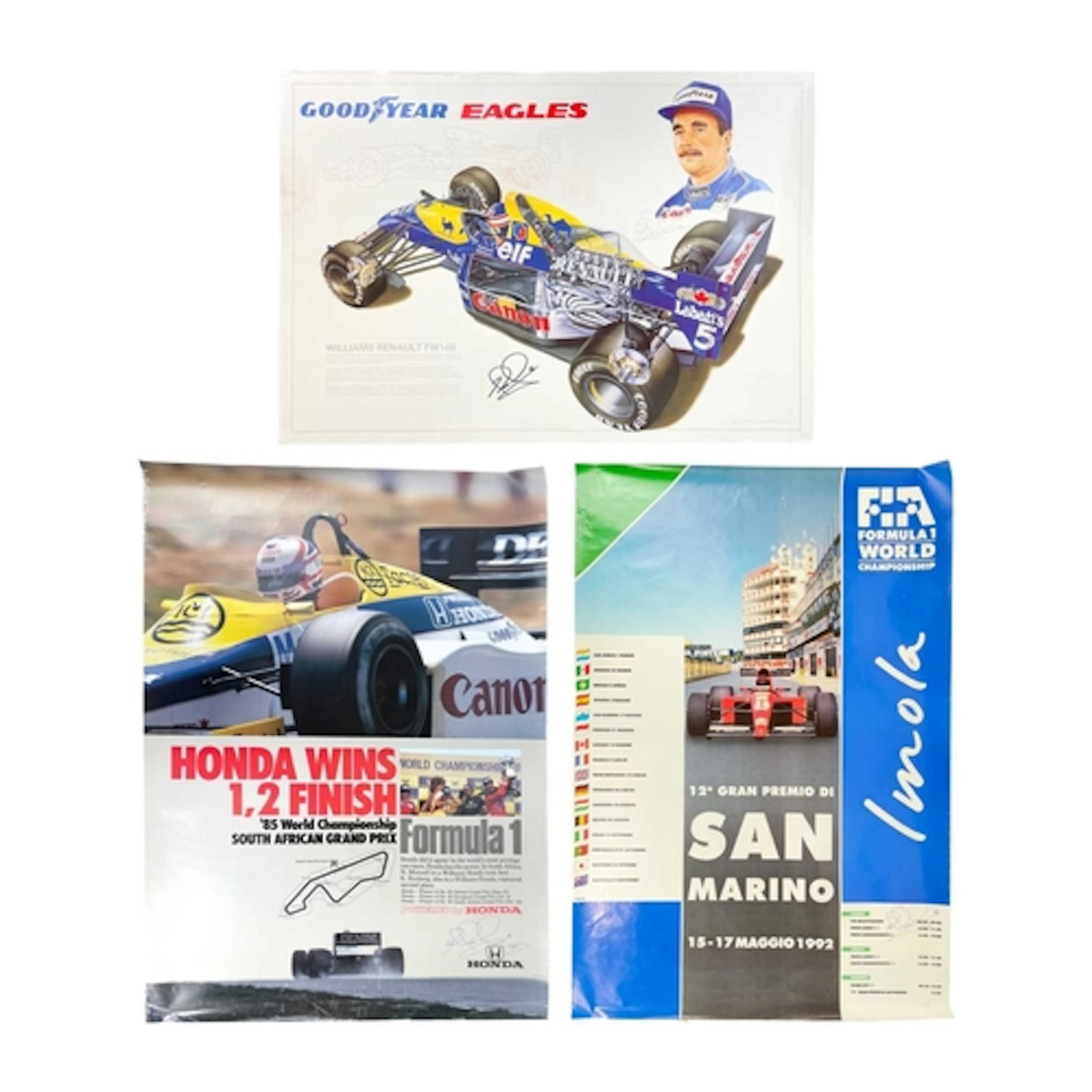 (Motor Sport) Nigel Mansell Three signed posters A signed Wi...