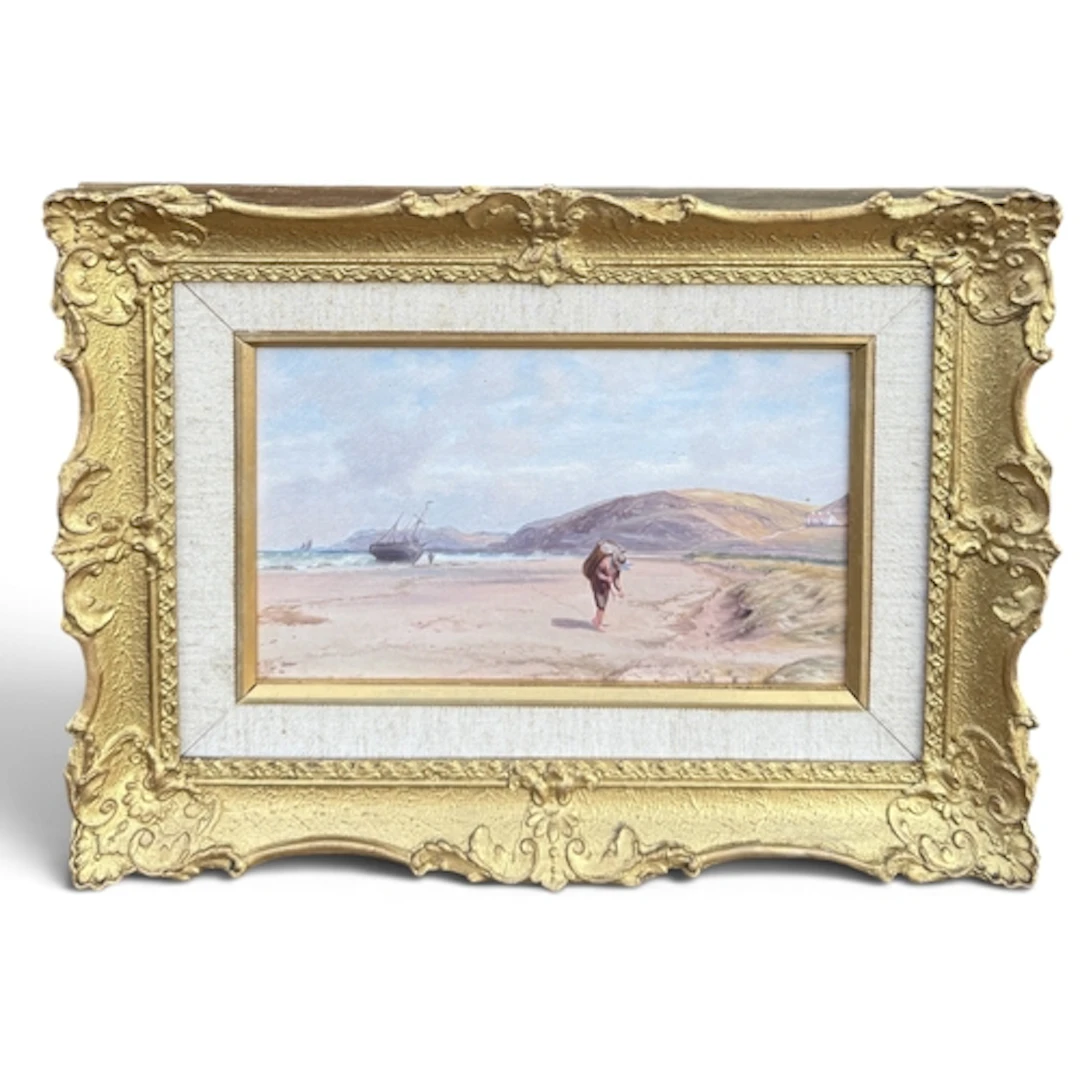 JAMES MAHONY (IRISH, 1810-1879): A FIGURE ON THE SHORE Oil o...