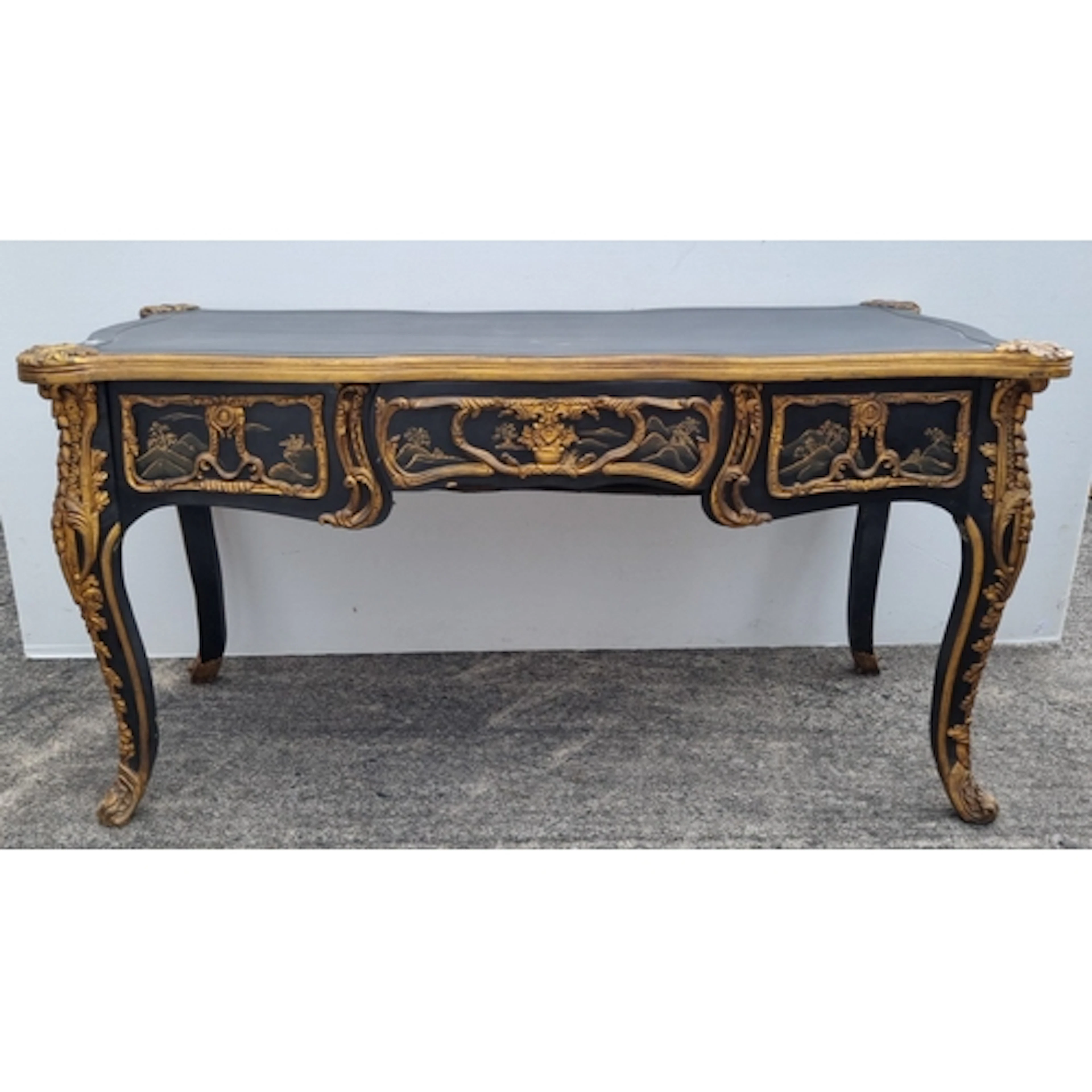 Louis XV Style Ebonised and Gilt Writing Table, H:82cm X W:1...