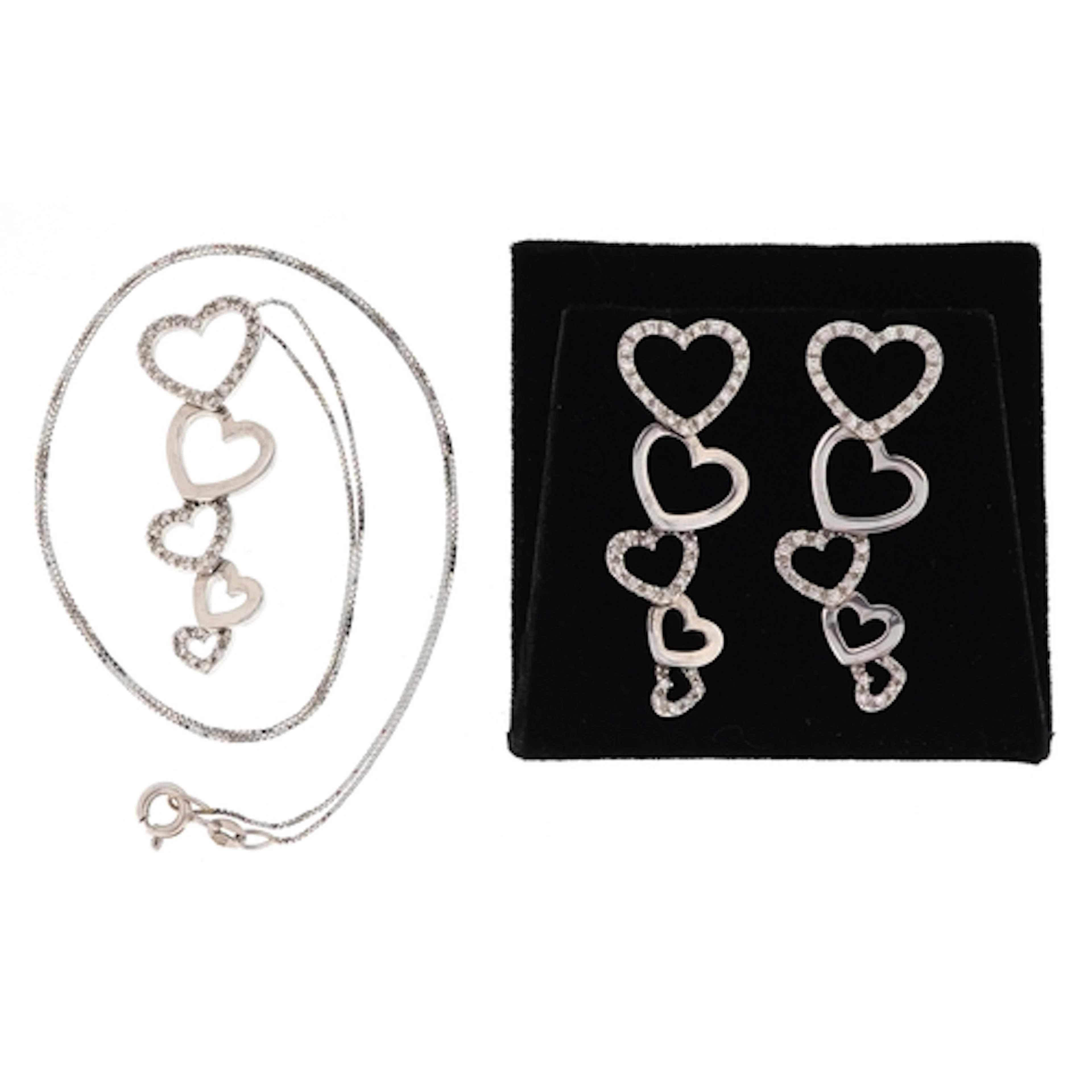 18ct white gold diamond love heart pendant on an 18ct white ...