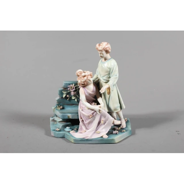 Vintage Meissen porcelain figure group depicting a classical...