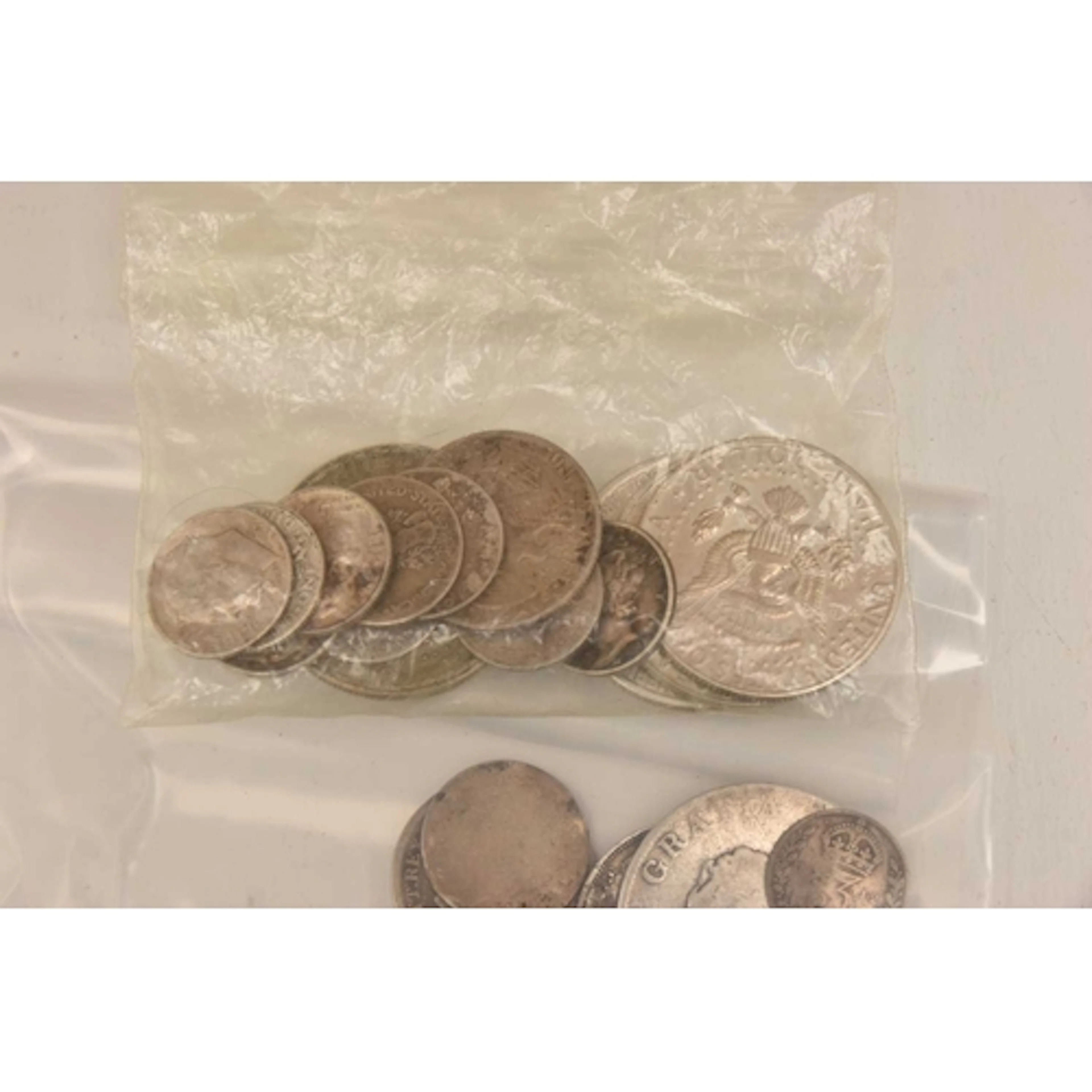 Silver: a bag of worn UK pre-1920 silver .925 coins to 164 g...