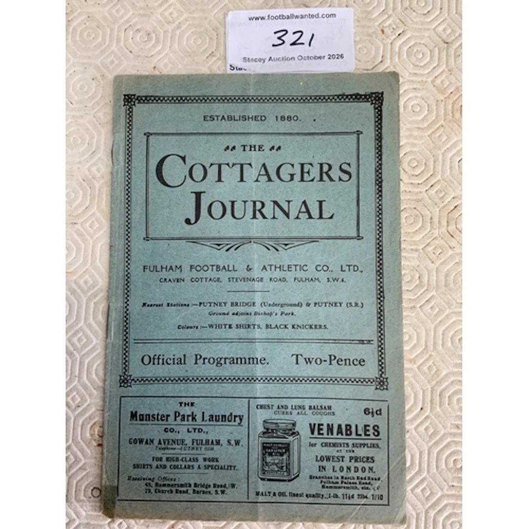 1926 - 1927 Fulham v Middlesbrough Football Programme: Very ...