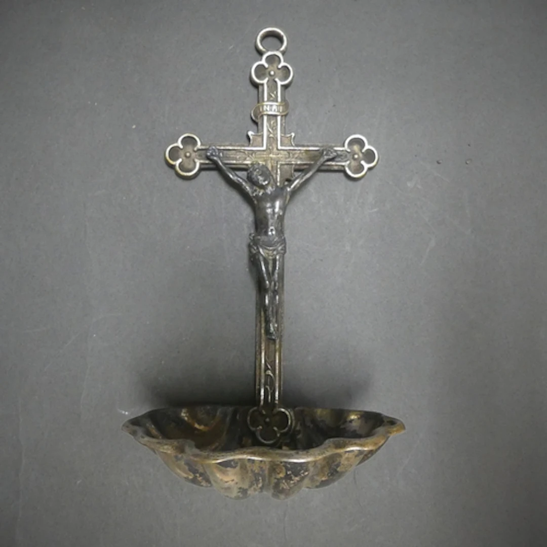 WMF - An 1880s silver plated holy water font in the form of ...