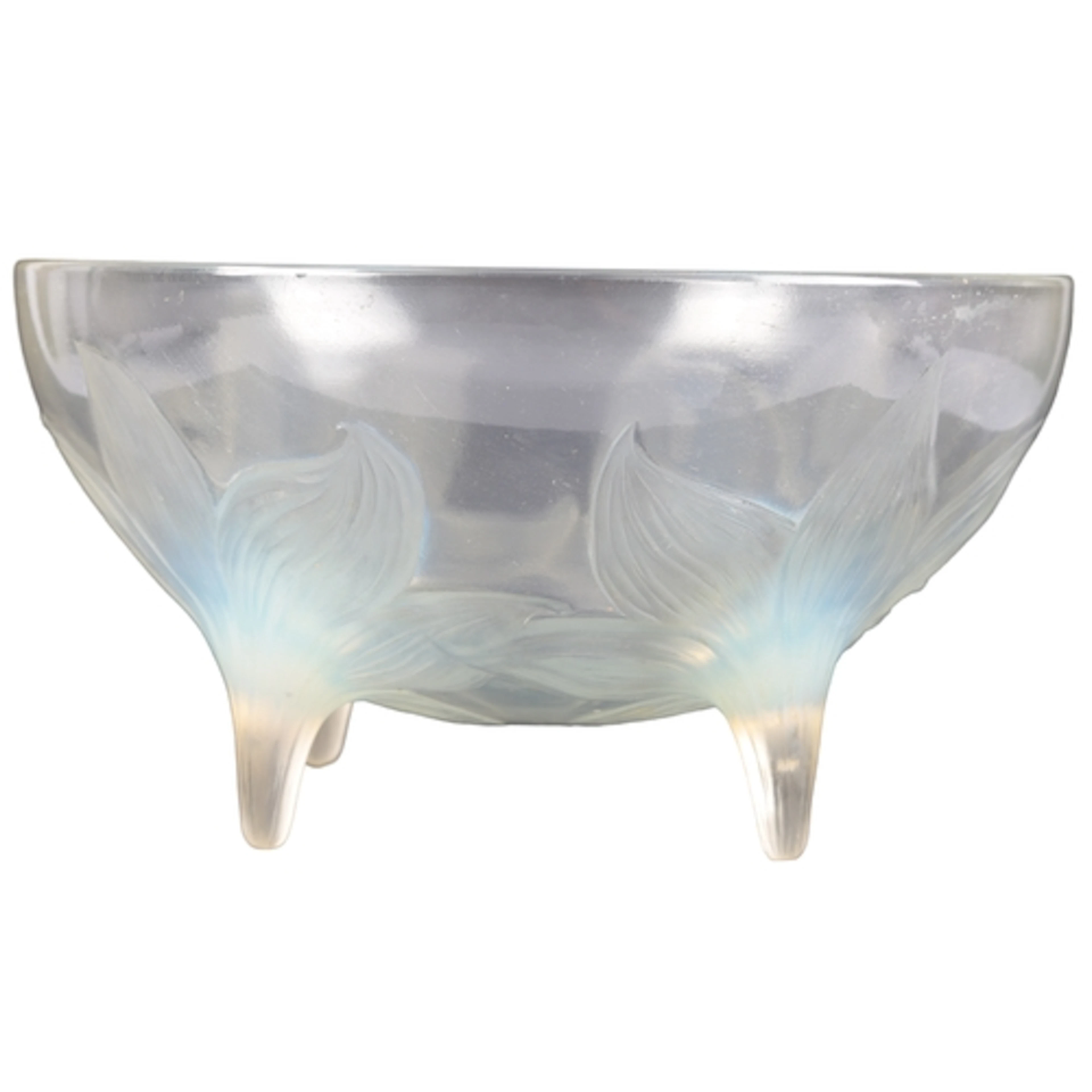 Rene Lalique (1860-1945): A 'Lys' opalescent footed glass bo...
