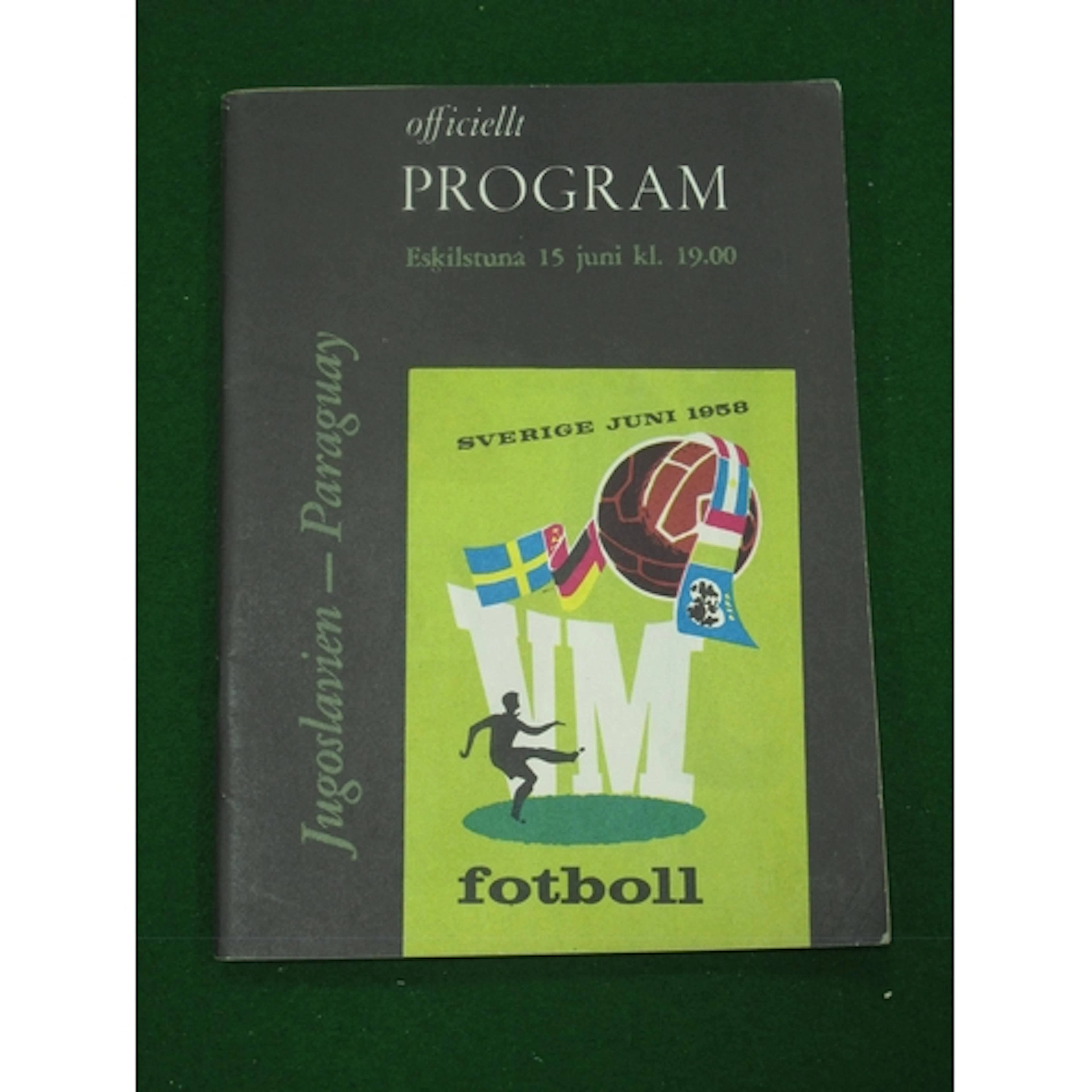 1958 World Cup, Yugoslavia v Paraguay Programme for the game...
