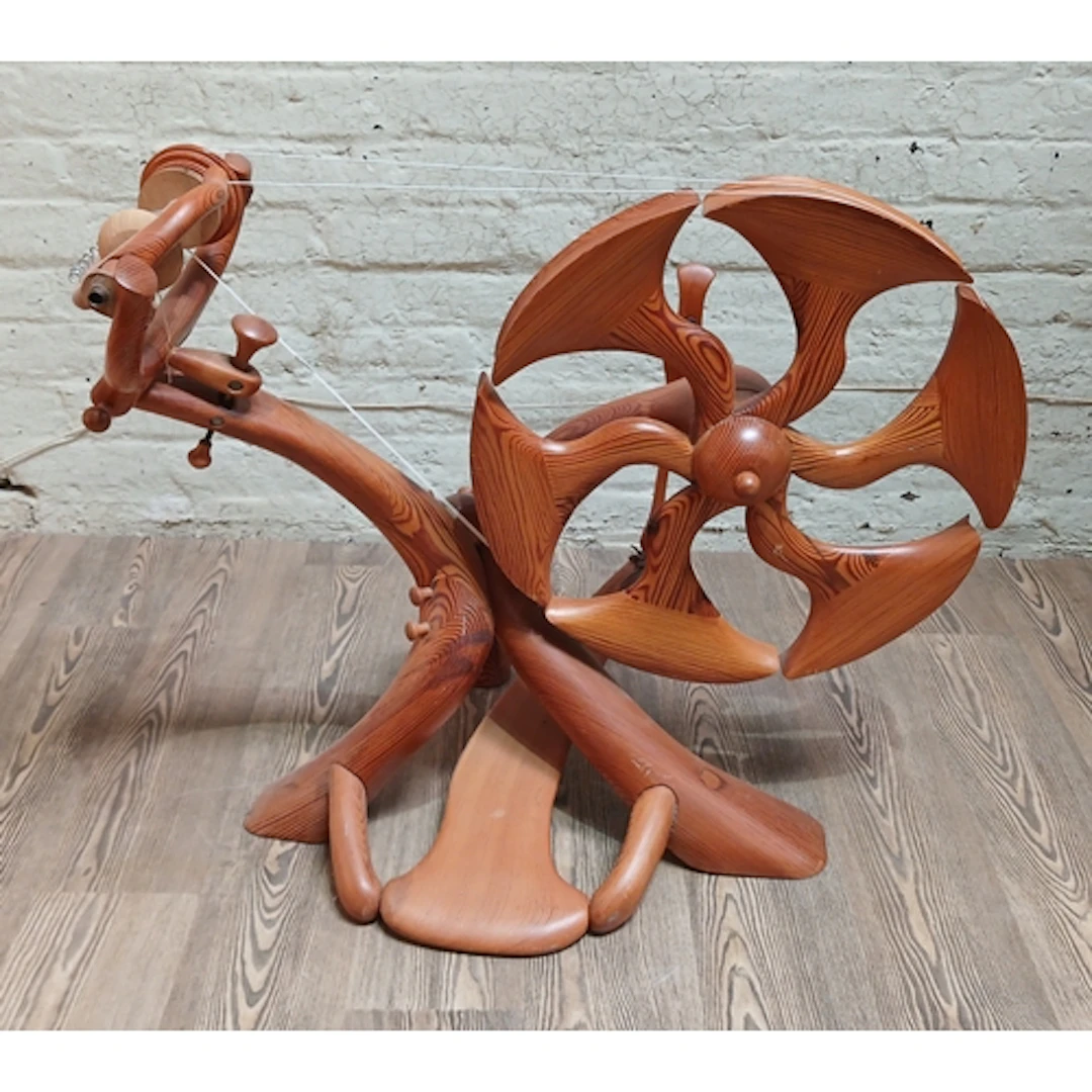 John Southworth Prescott (b1939), spinning wheel, pitch pine...