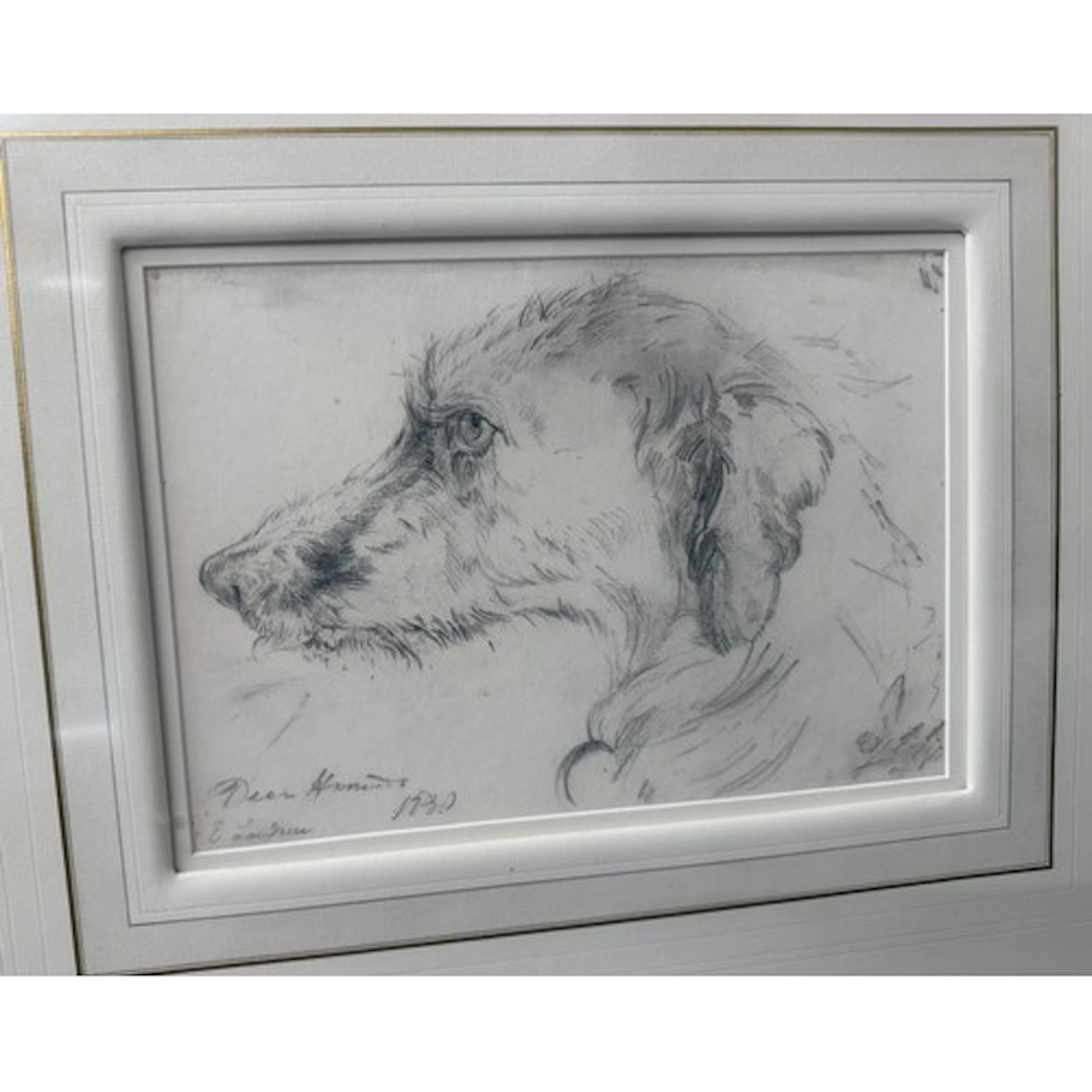 Edwin Landseer (1802 - 1873) Scottish Deerhound charcoal ske...