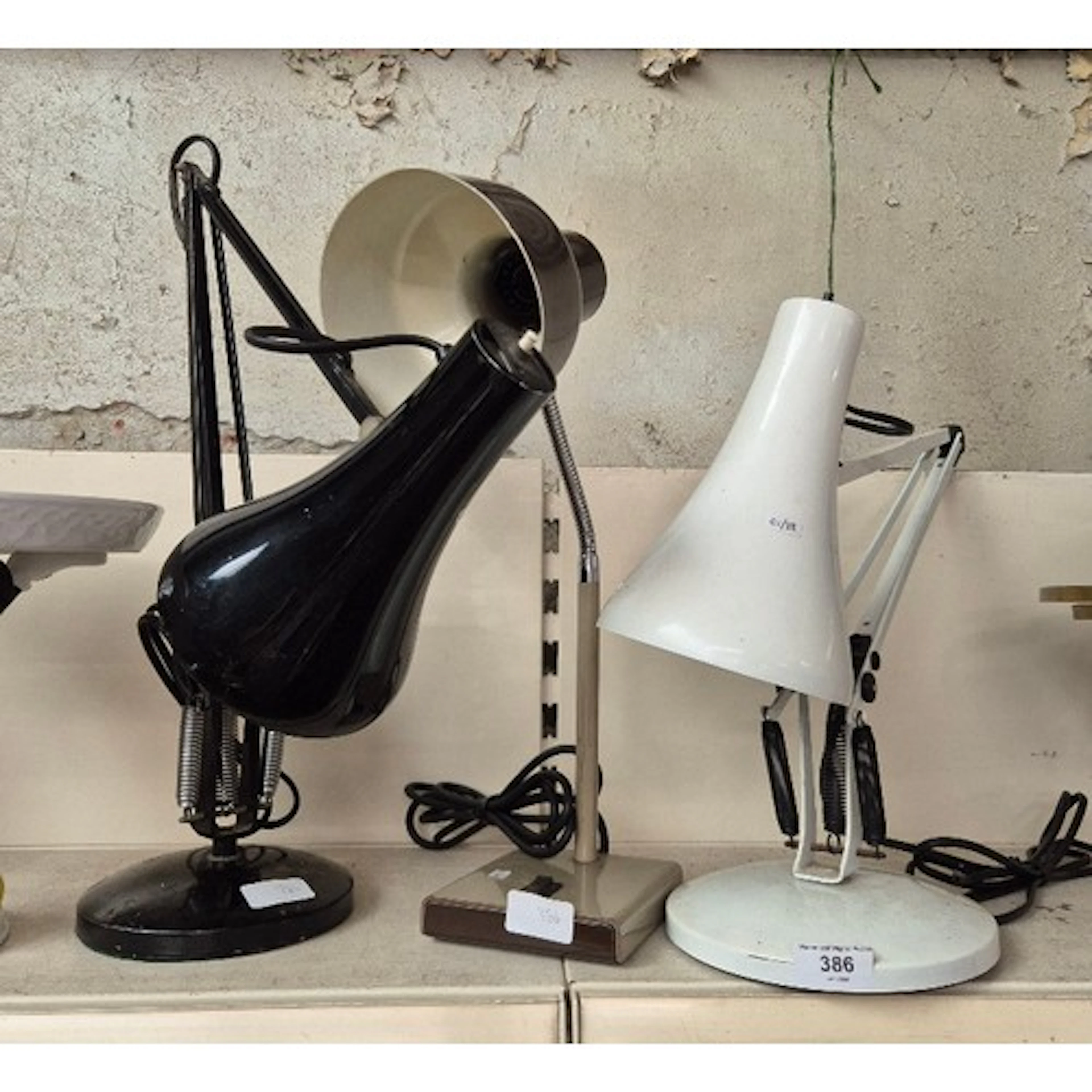 Two anglepoise table lamps and a retro Terry's flexi table l...