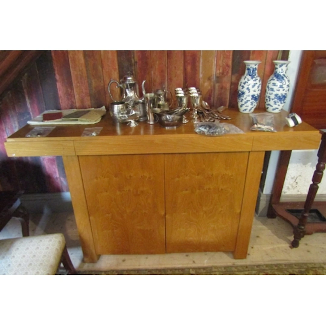 Modern Elm Console Table Restrained Form Top Approximately 5...