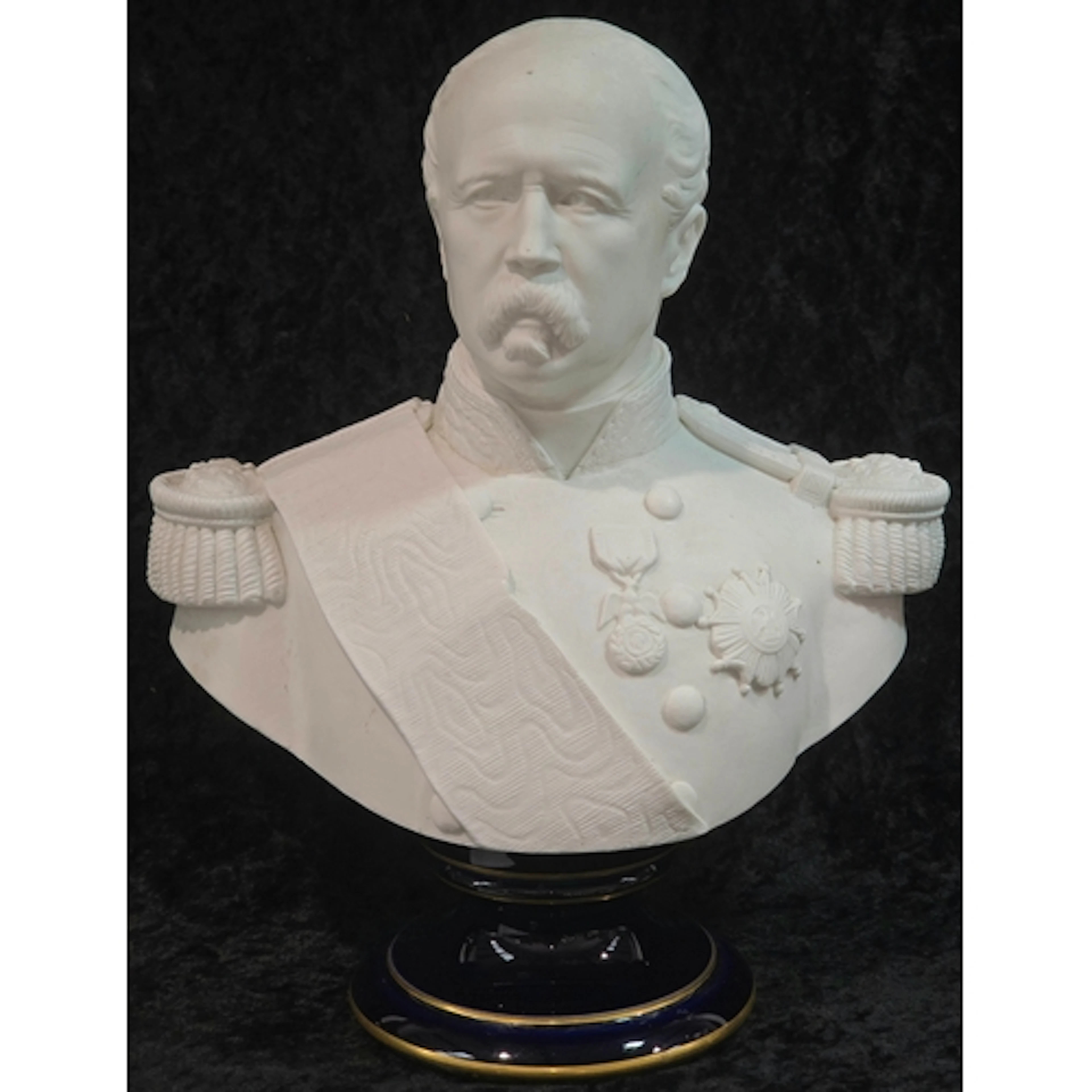 An antique French Sevres 1875 porcelain bust of Marshal Mac ...