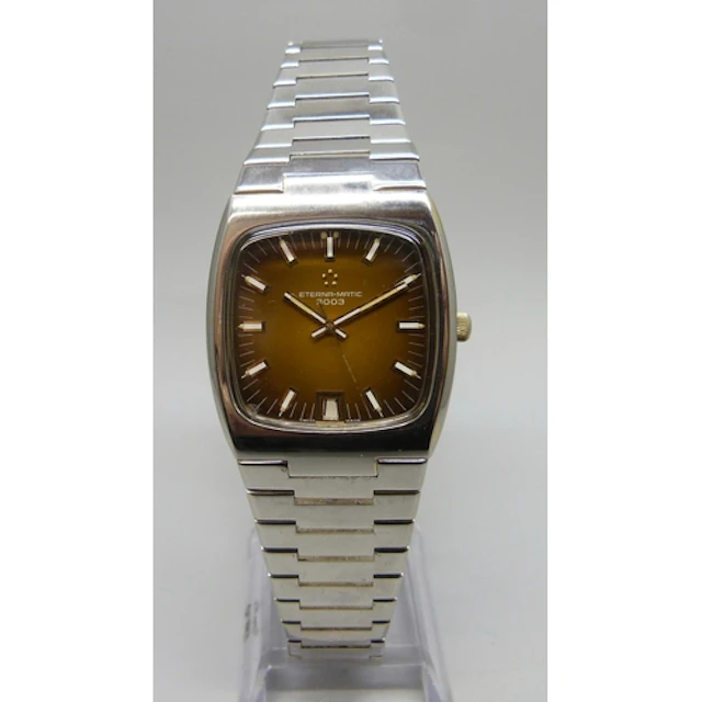 A stainless steel Eterna-Matic 3003 bracelet watch, 35mm inc...