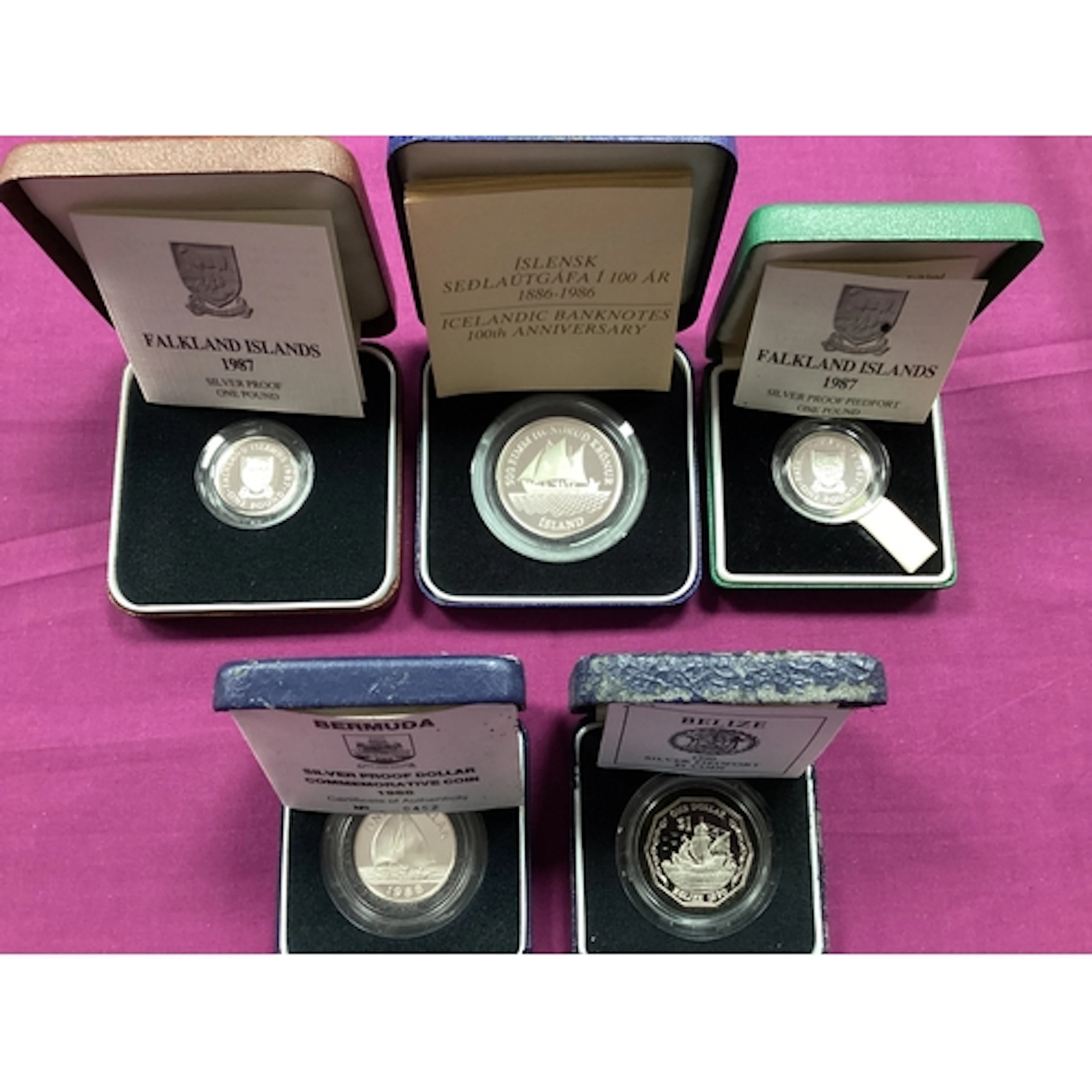 Collection Of Five Silver Proof Coins, includes a 1987 Royal...