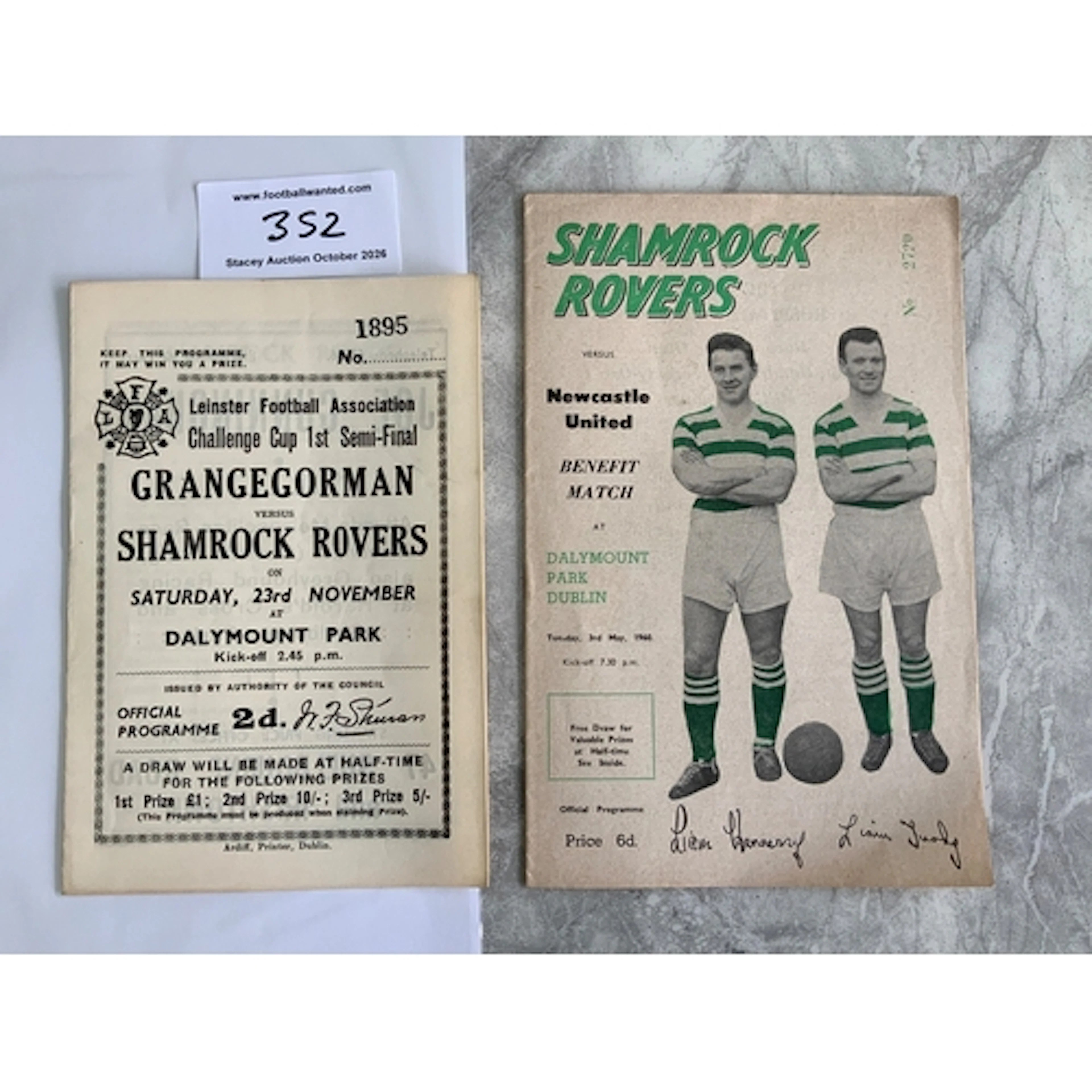 Shamrock Rovers Football Programmes: 46/47 semi final v Gran...
