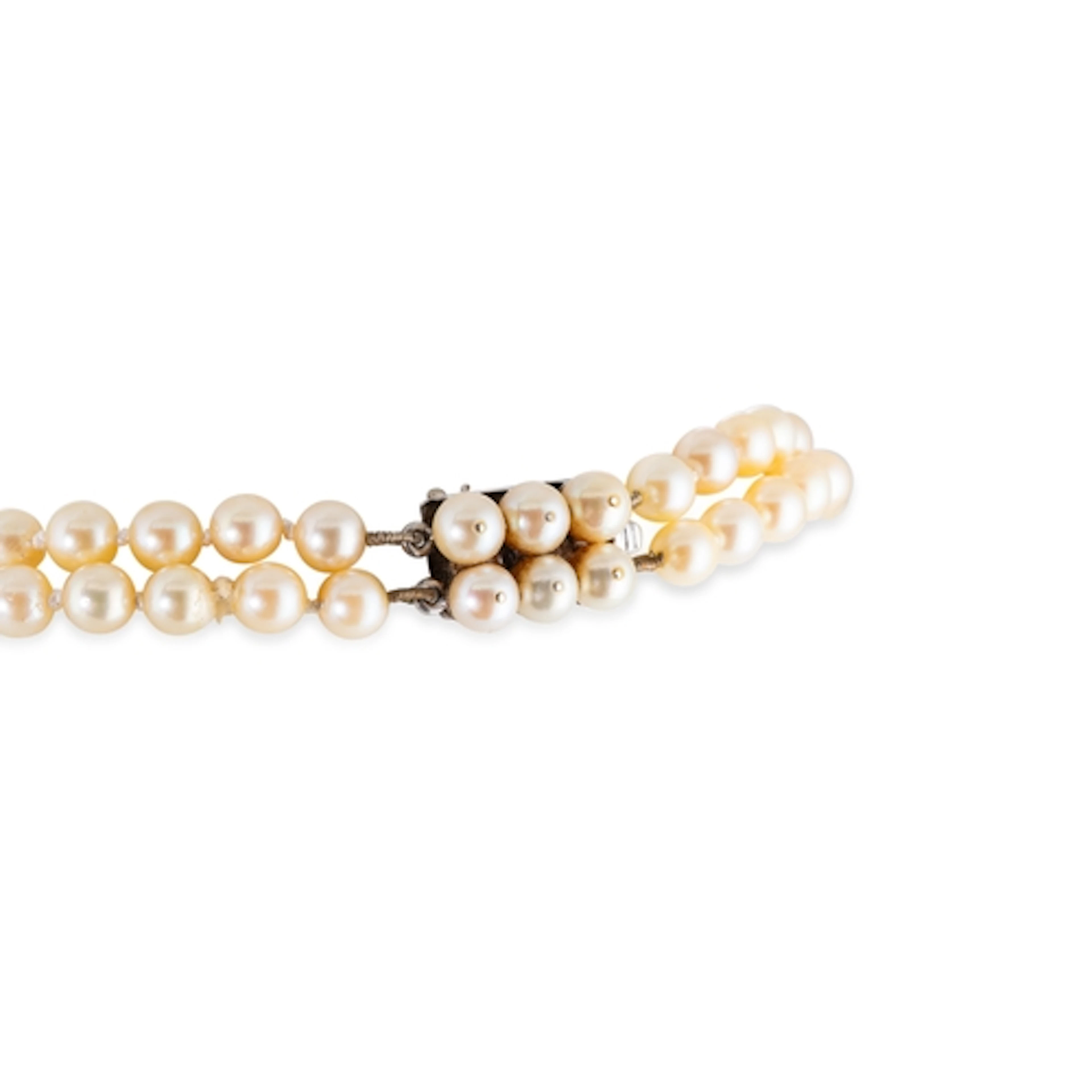 A CULTURED PEARL DOUBLE ROW NECKLACE, with an 18ct white gol...