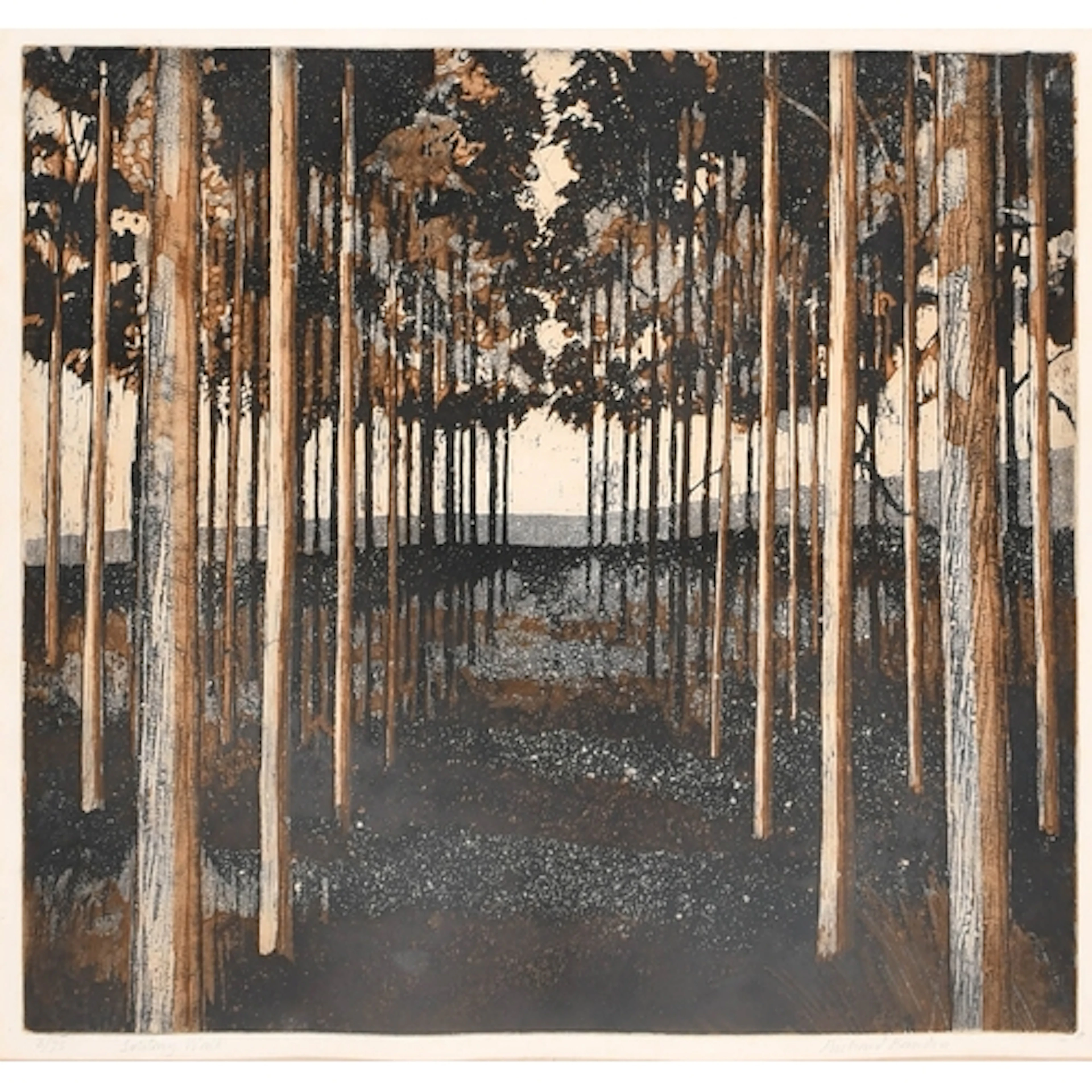Richard Bawden (1934-2024) British. "Solitary Walk", Etching...