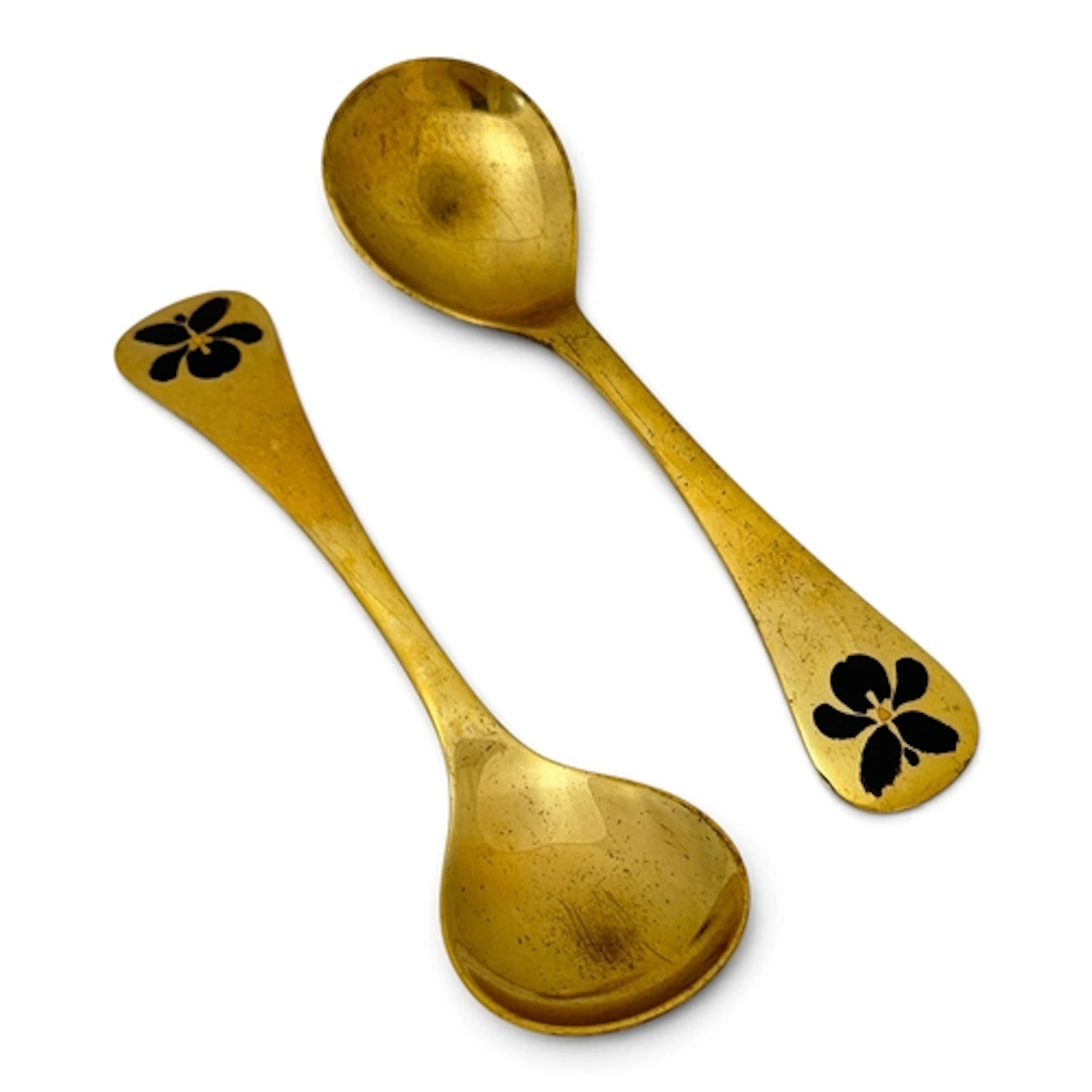 GEORG JENSEN: PAIR OF SILVER GILT ANNUAL SPOONS. dated 1977,...