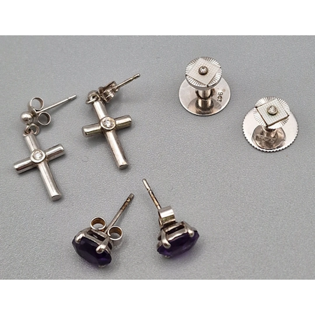 Pair of 9ct white gold gentleman's studs, together with two ...