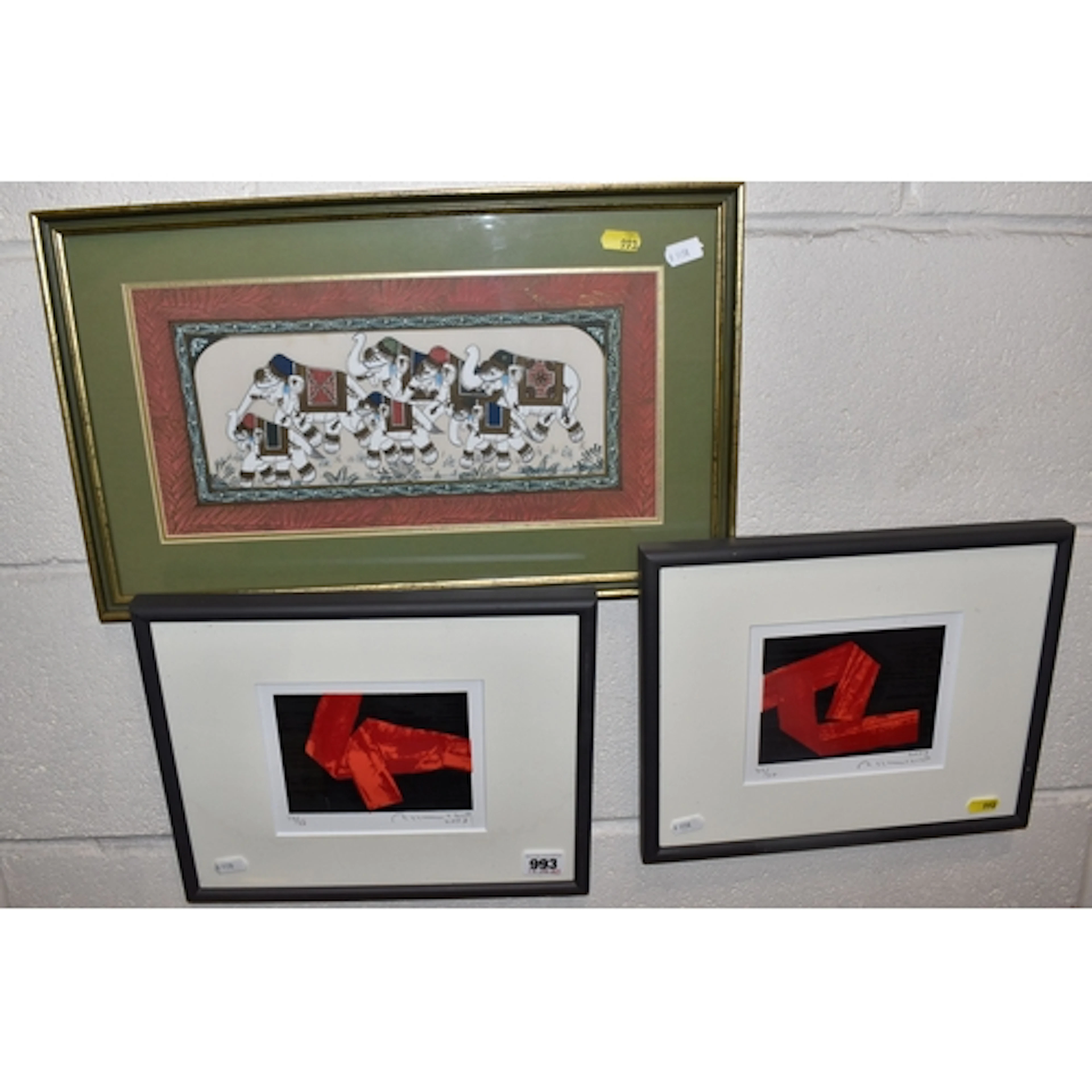 A SMALL QUANTITY OF PICTURES AND PRINTS, to include two sign...
