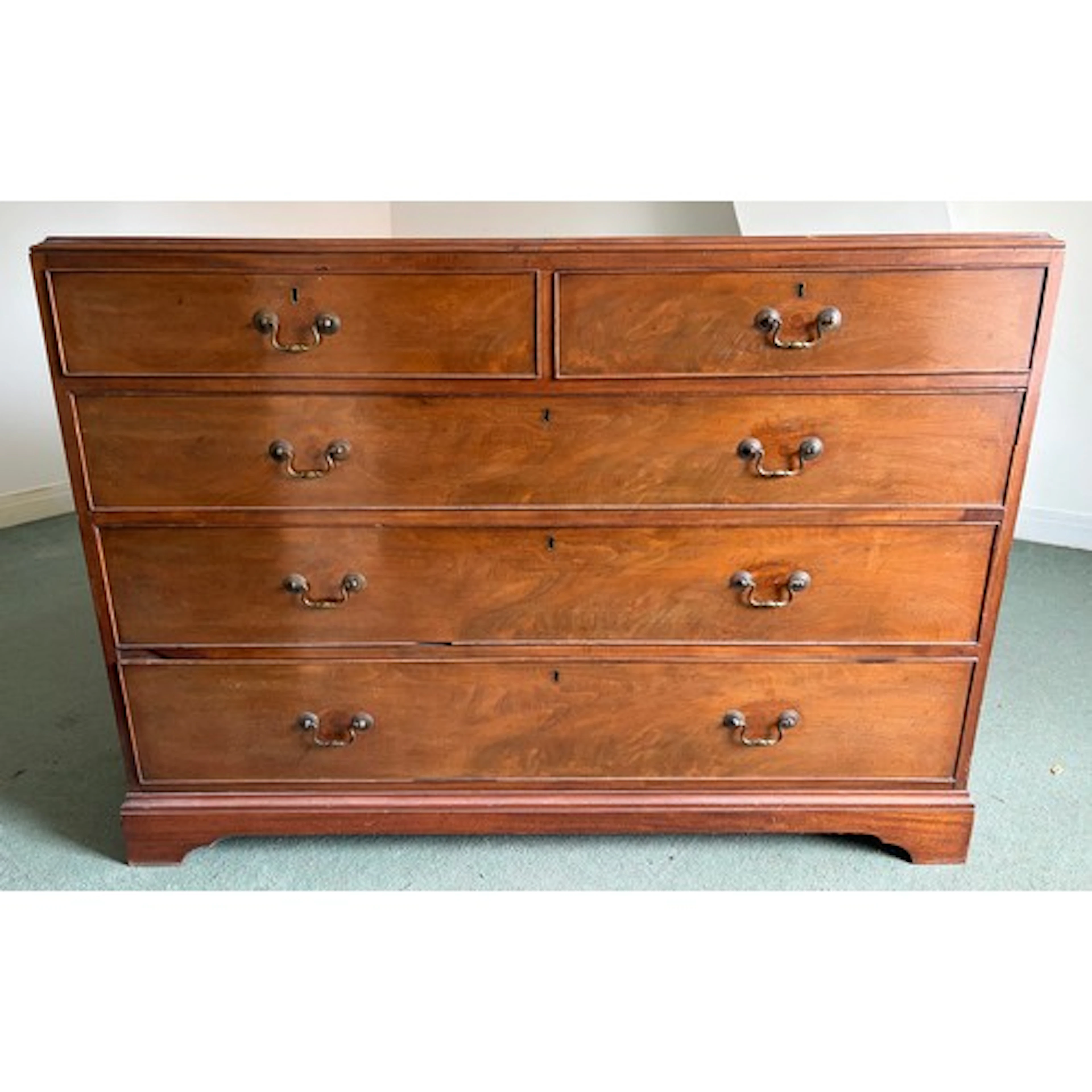 Early 20thC Mahogany chest of drawers, three long and two sm...