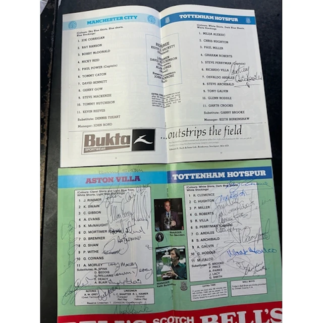 1981 Aston Villa v Tottenham Fully Signed Charity Shield Foo...