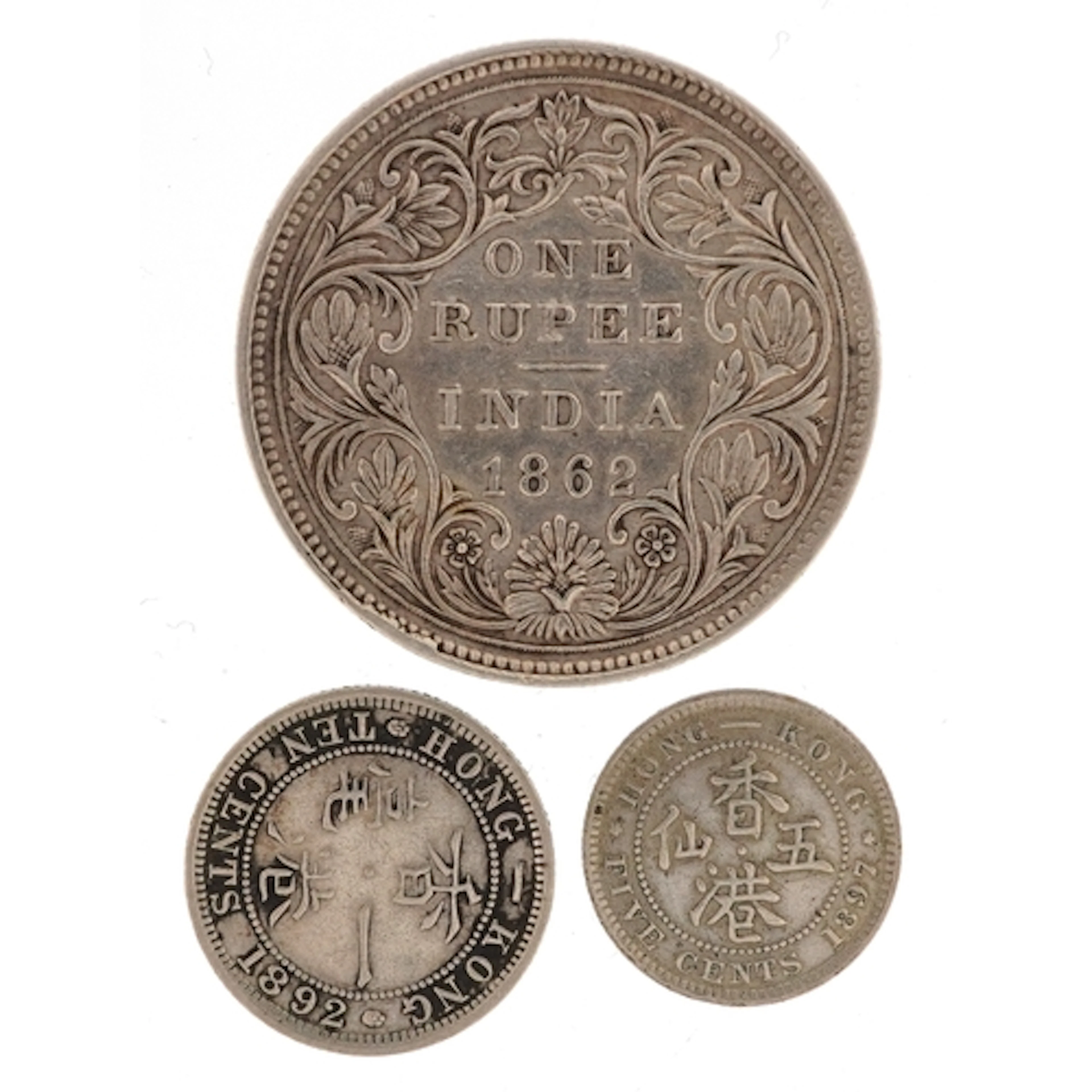 Three 19th century commonwealth silver coins comprising an 1...