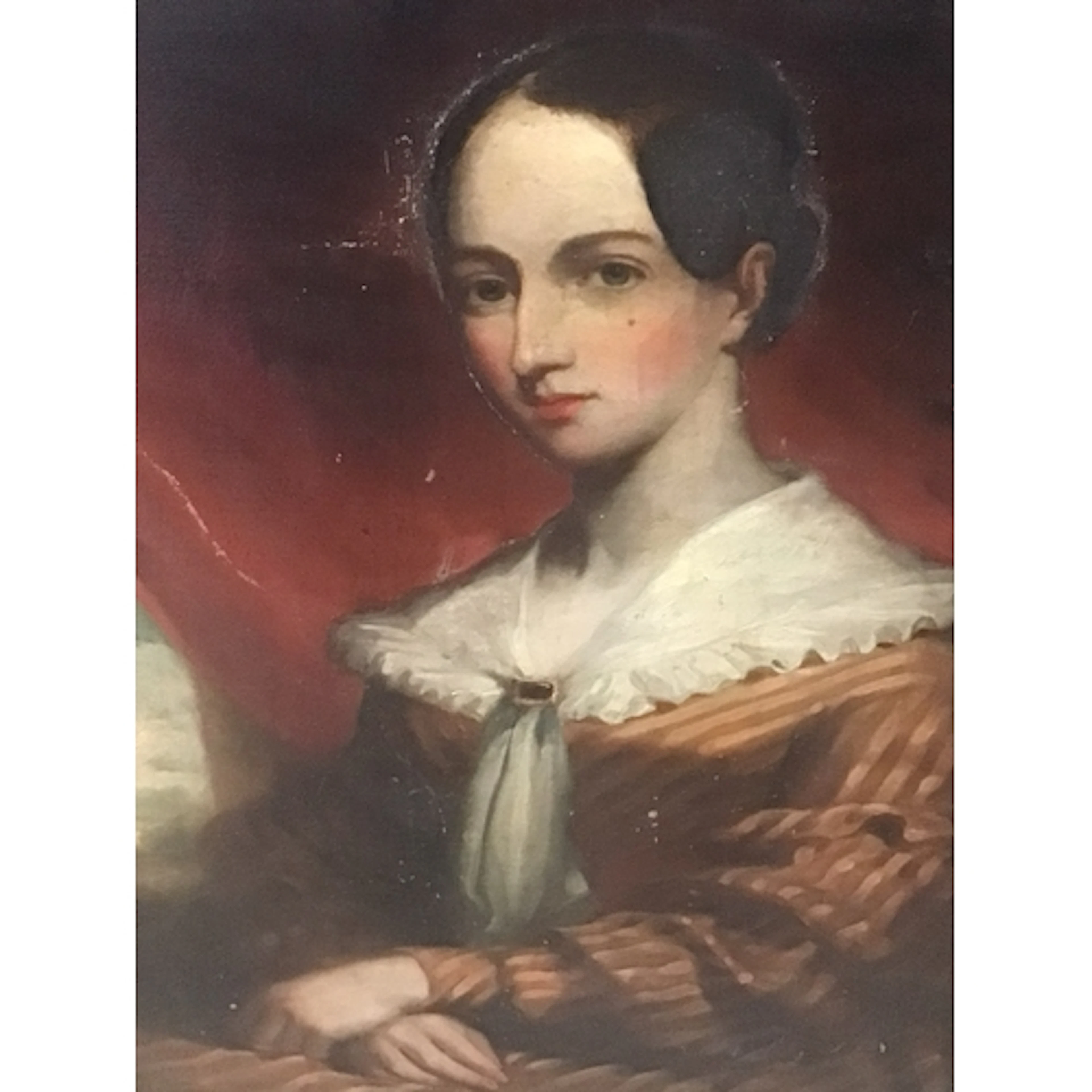 An Early Victorian oil painting portrait of a young la...