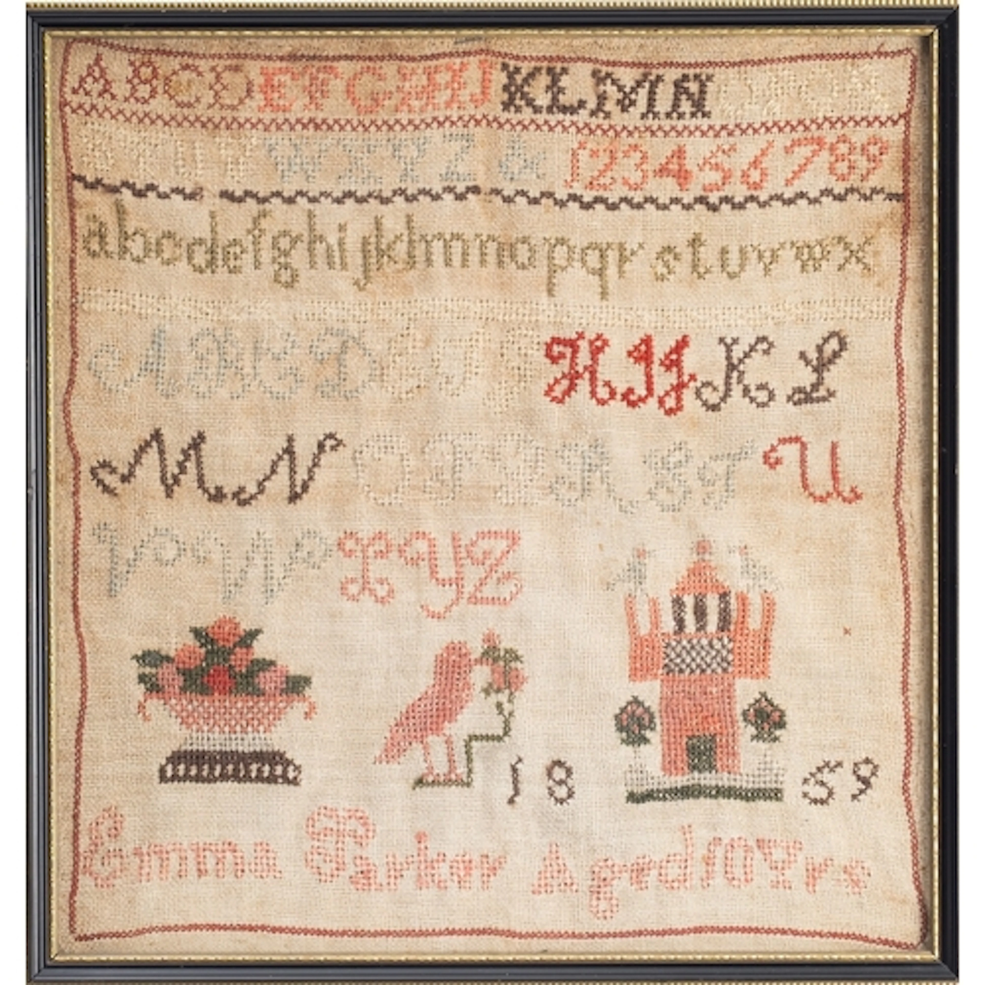Two needlework samplers, one the work of Ann Dixon, 1826, wi...