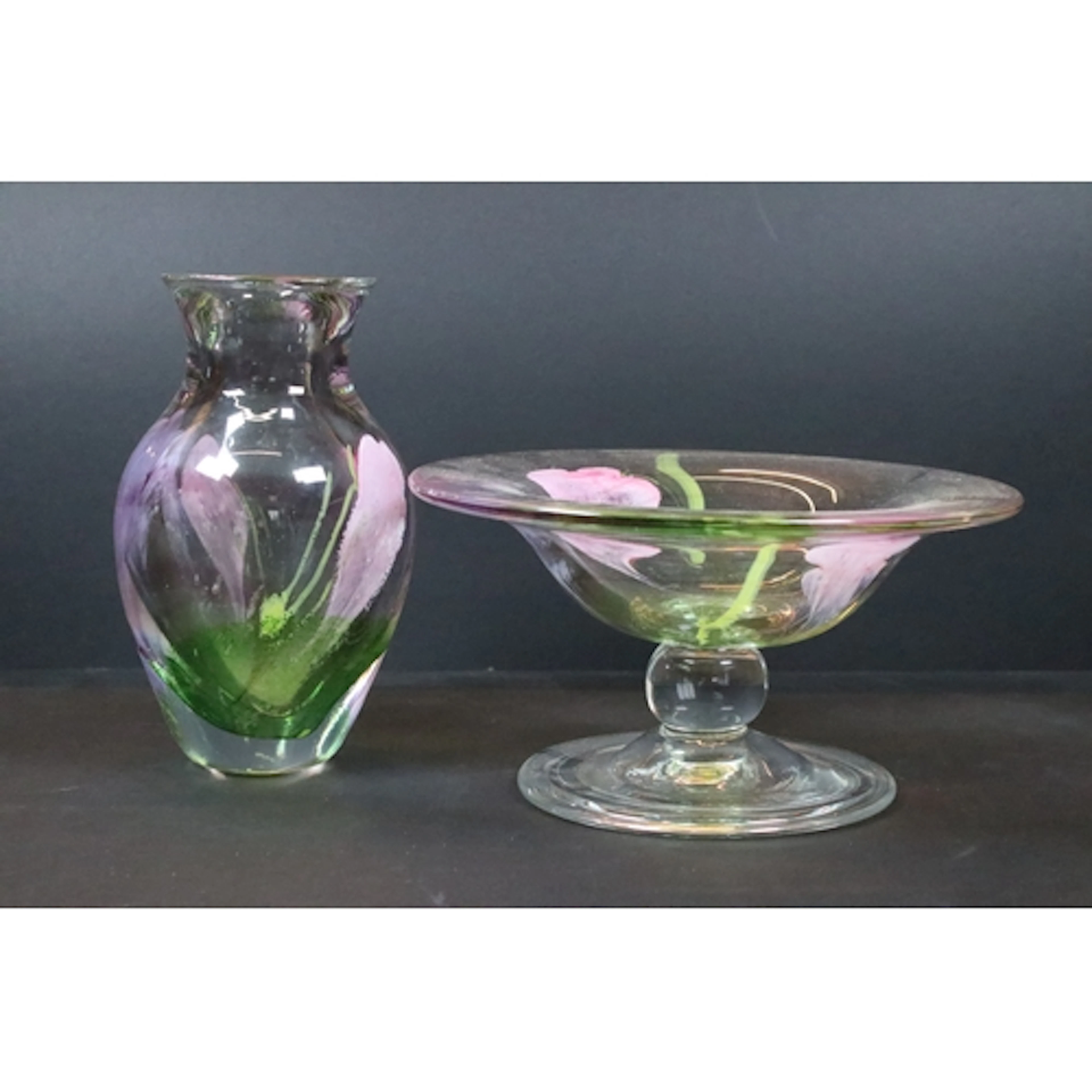 Caithness studio glass vase, having interior floral design, ...