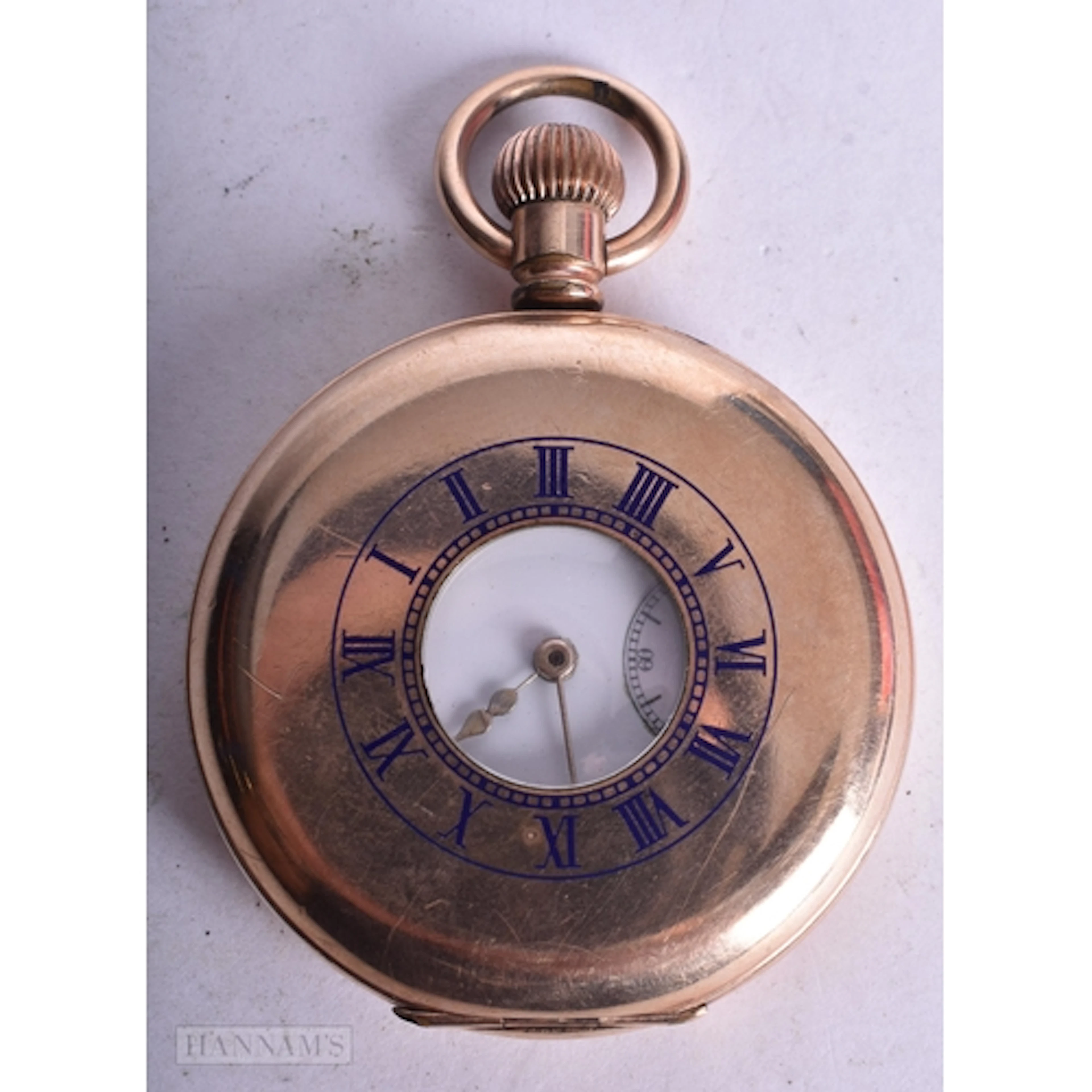 Waltham Half Hunter Rolled Gold Pocket Watch Hand Wind Worki...