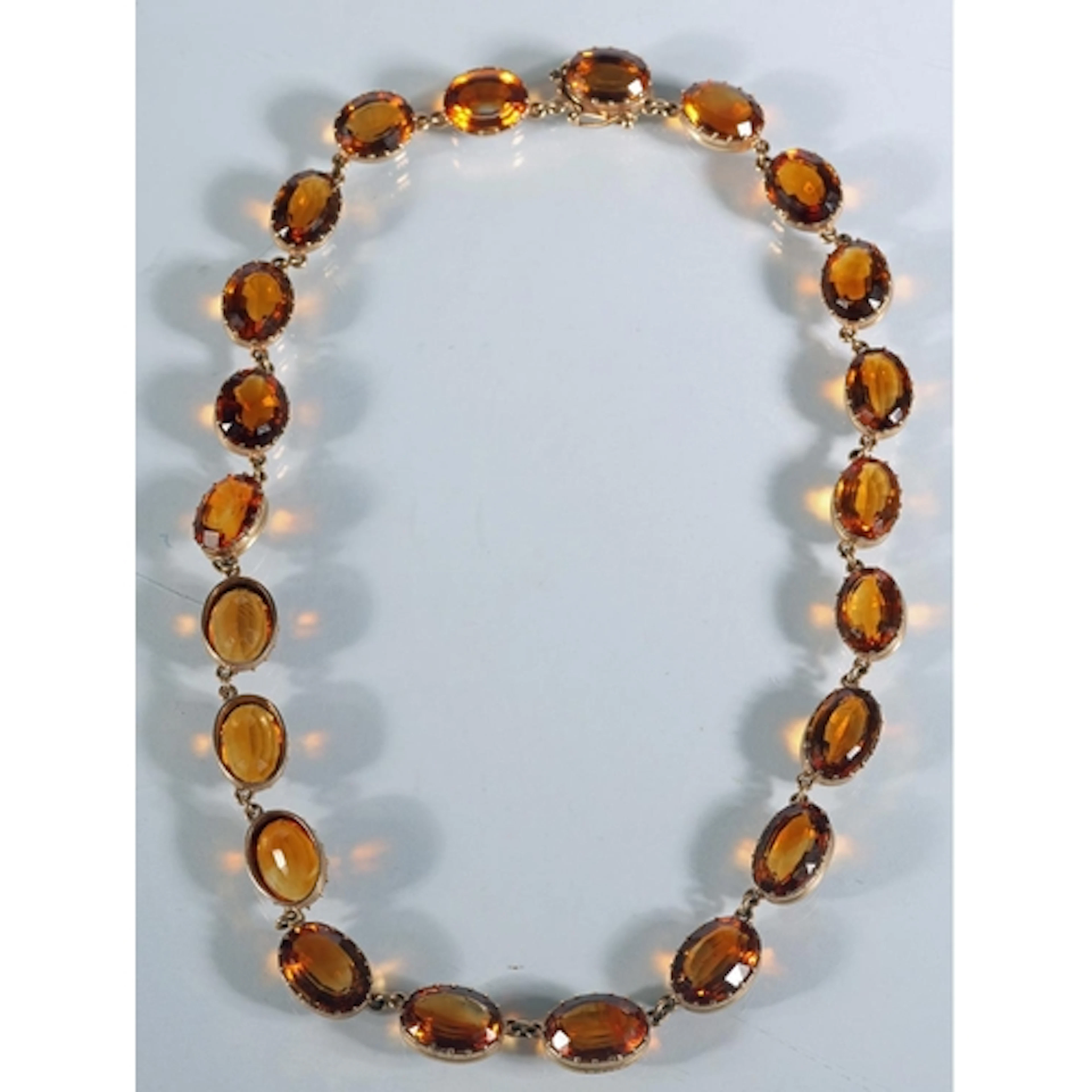 9ct gold oval faceted citrine Cairngorm twenty-two stone nec...