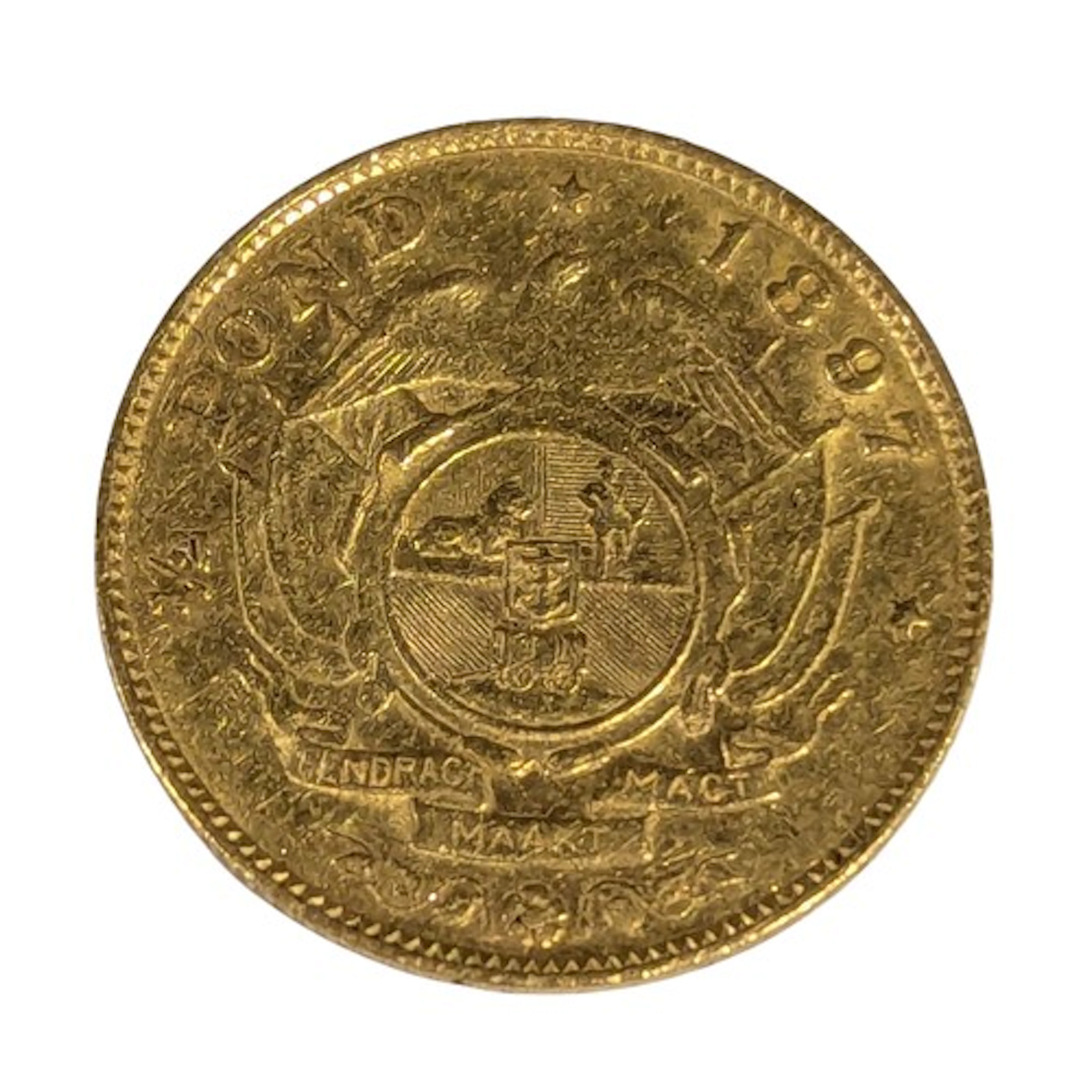 A South African half Pond gold coin, dated 1897