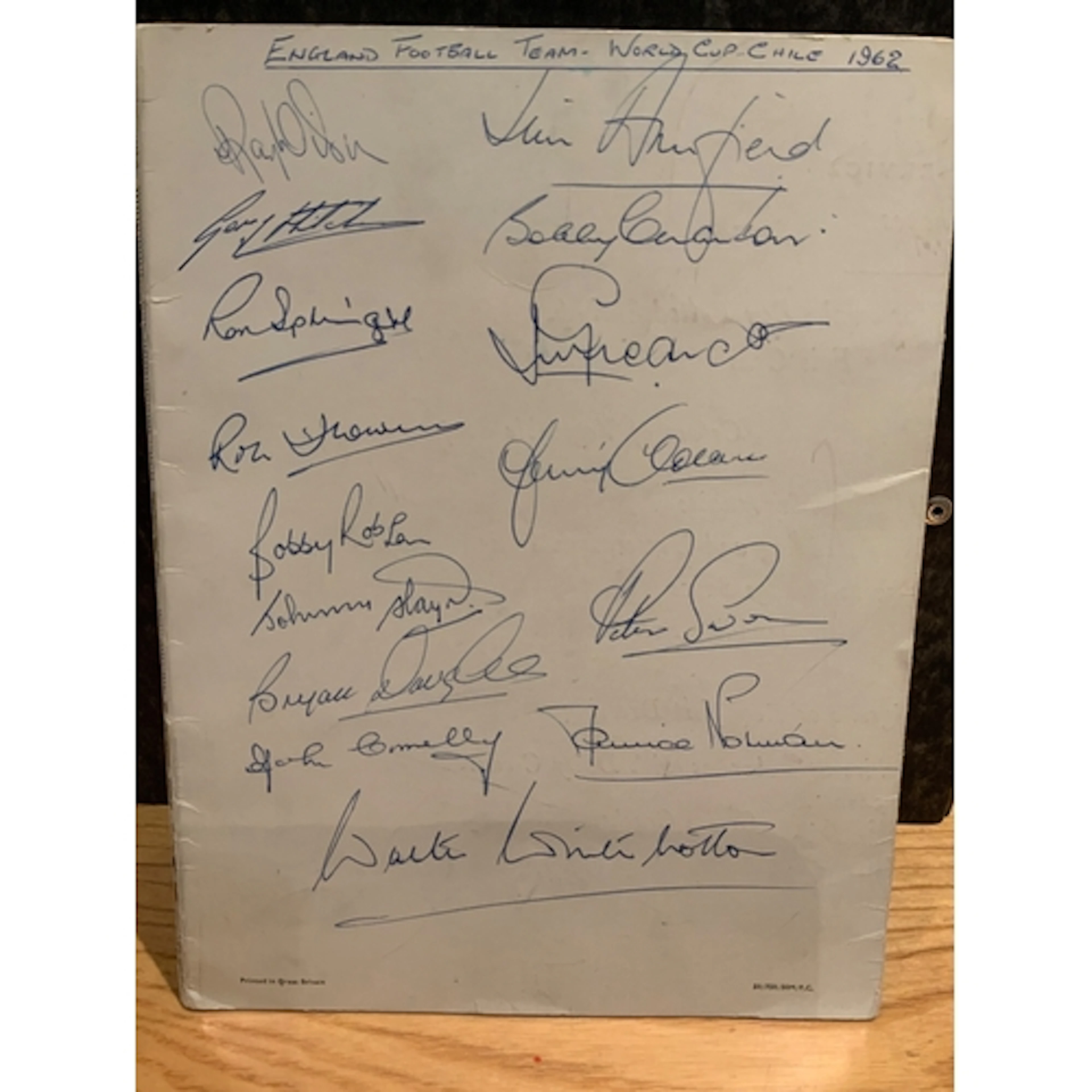England Football 1962 World Cup Signed BOAC Menu: Rare Monar...
