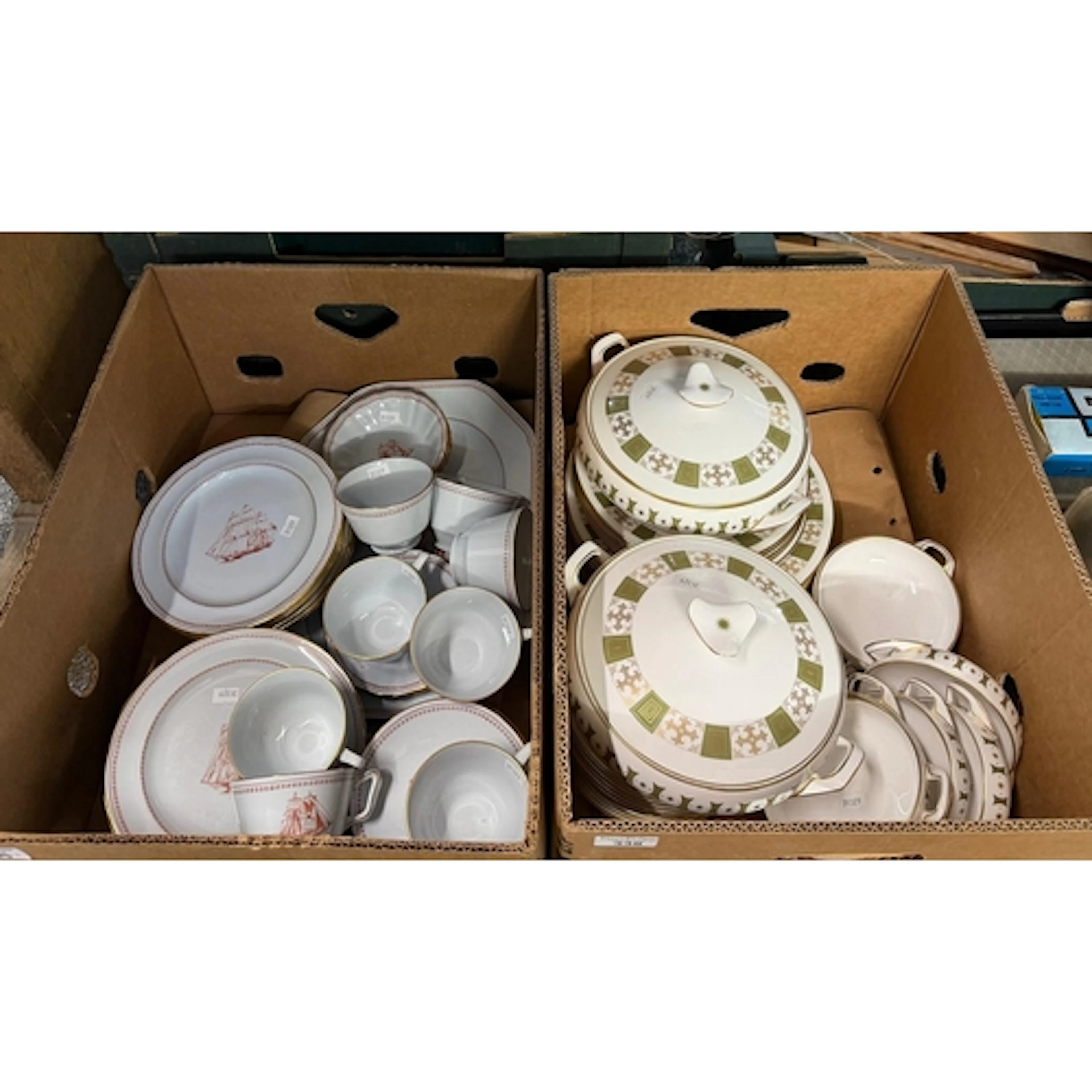Box of Spode Fine Stone W128 Trade Winds teaware in 'The Shi...