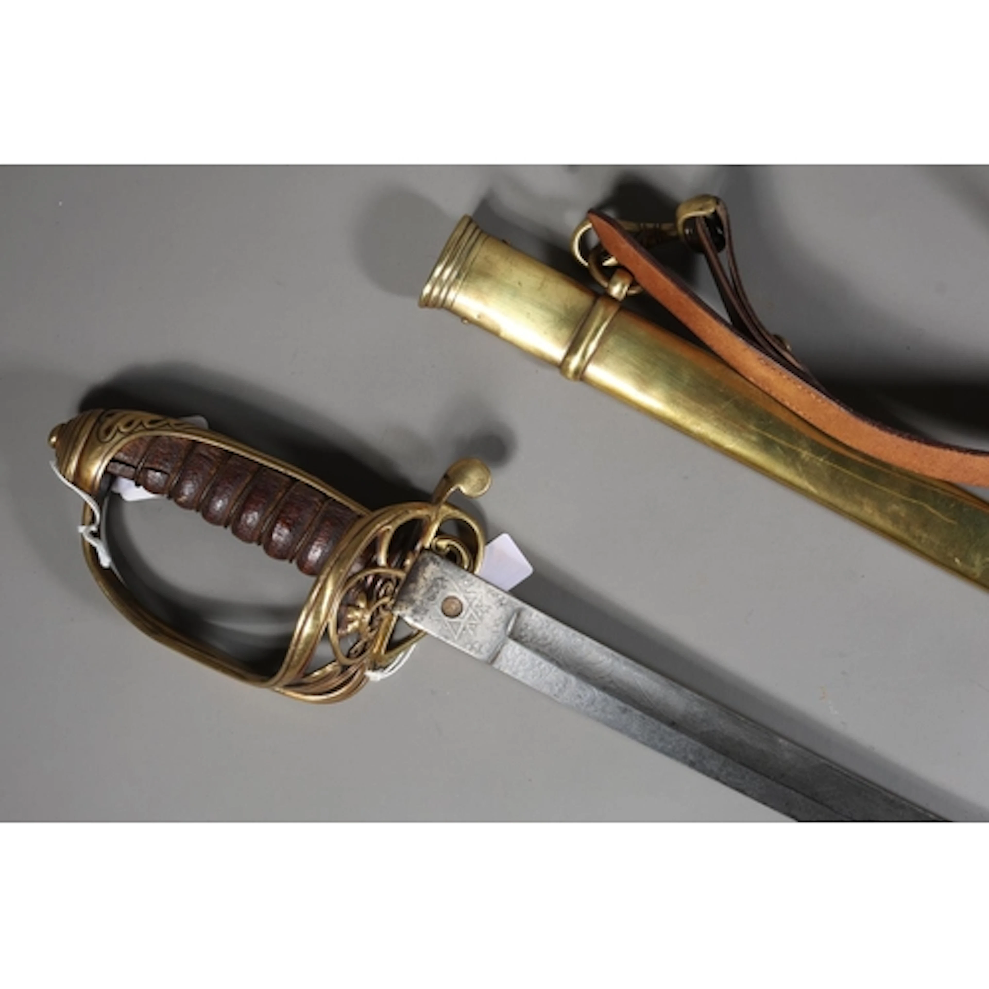 British 1822 pattern infantry officers sword, the blade etch...