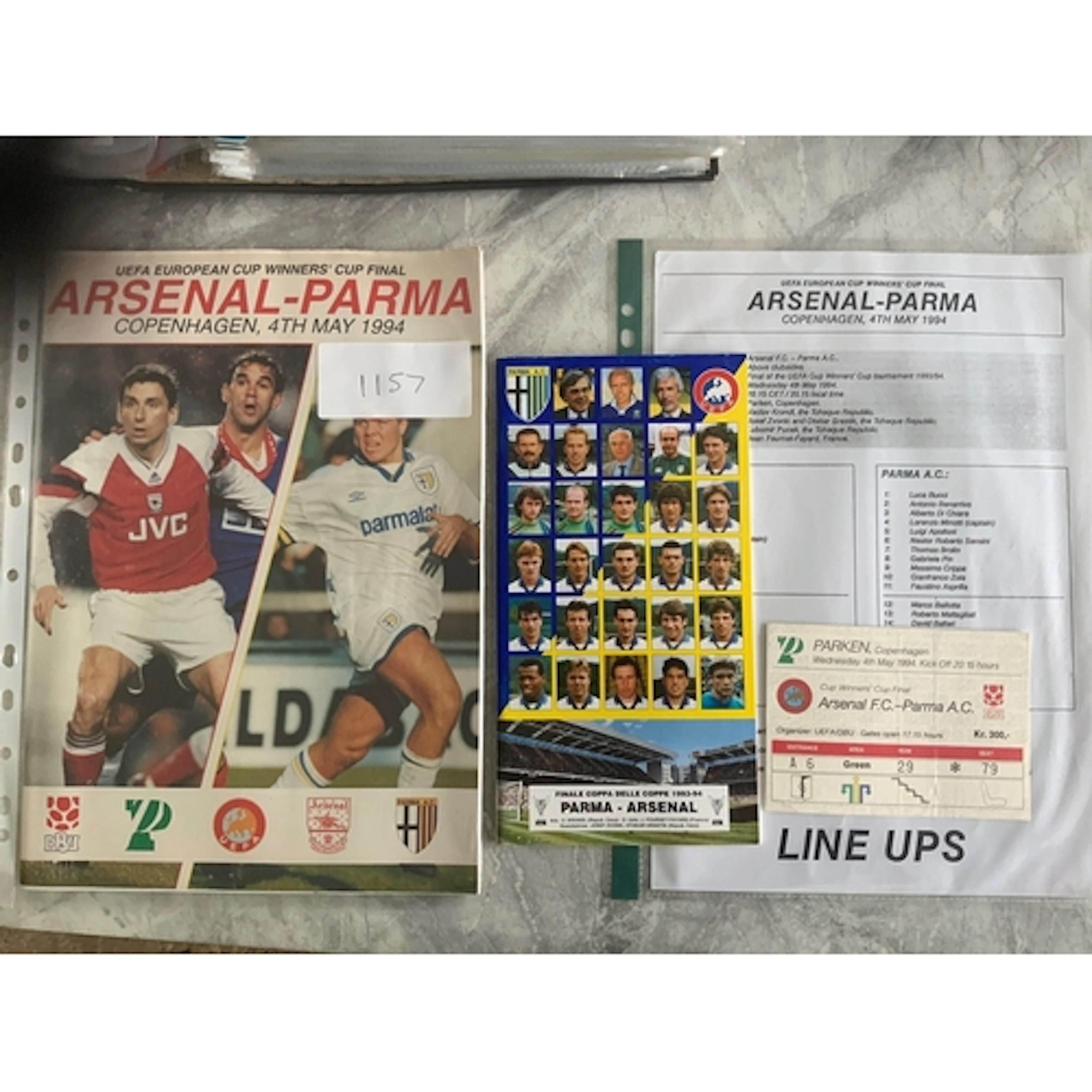 93/94 Parma v Arsenal ECWC Final Ticket + Programmes: Good c...