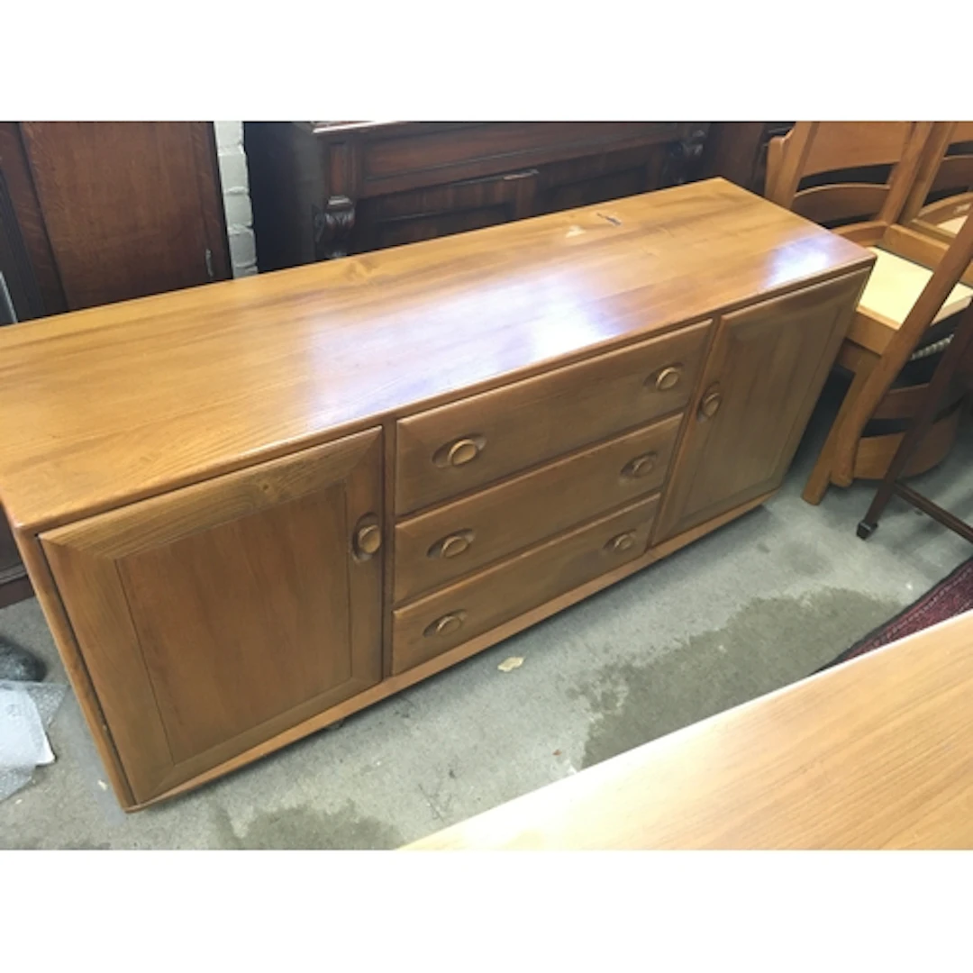 vintage Ercol Windsor Model sideboard in solid elm, with dis...