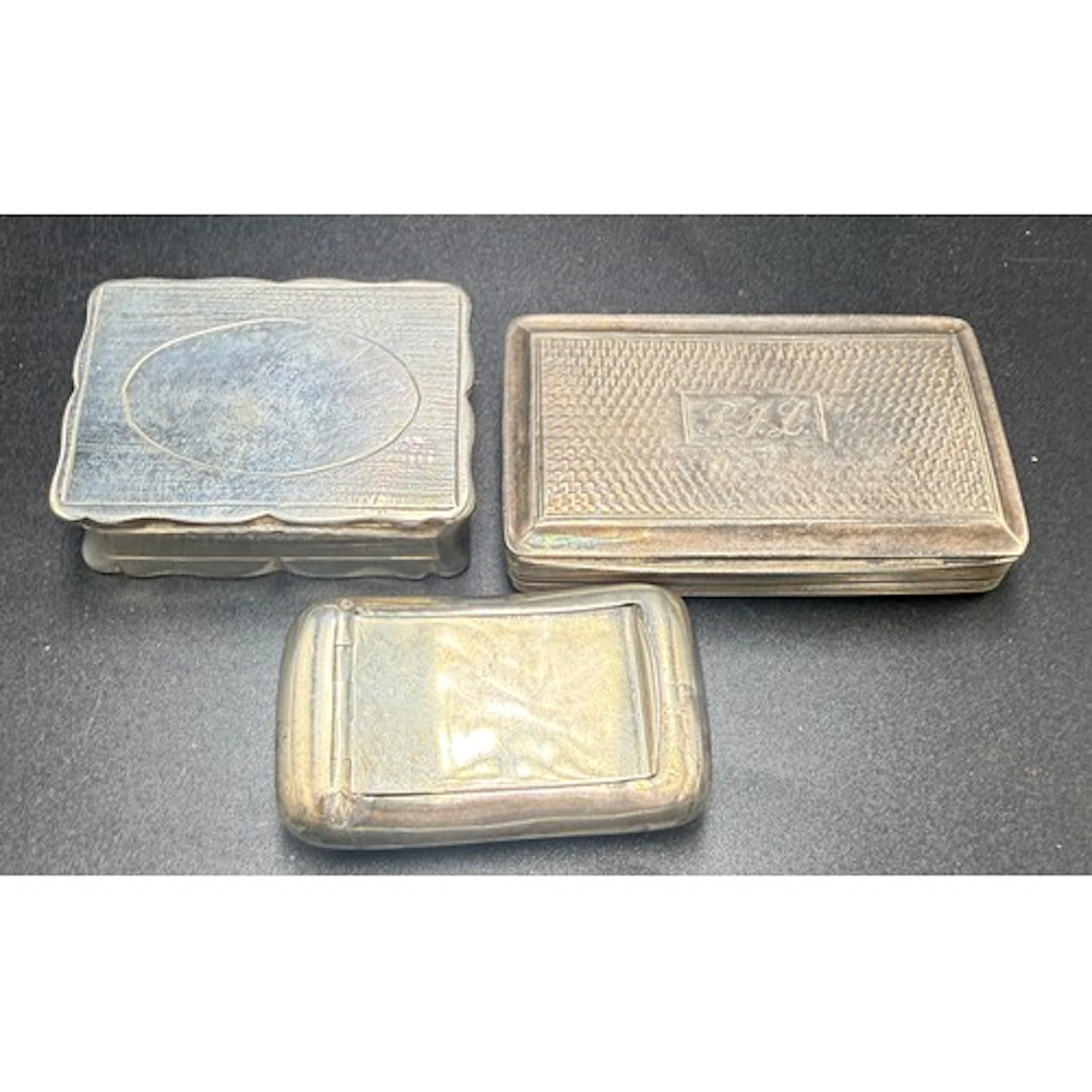 Three Georgian hallmarked silver snuff boxes to include Lond...