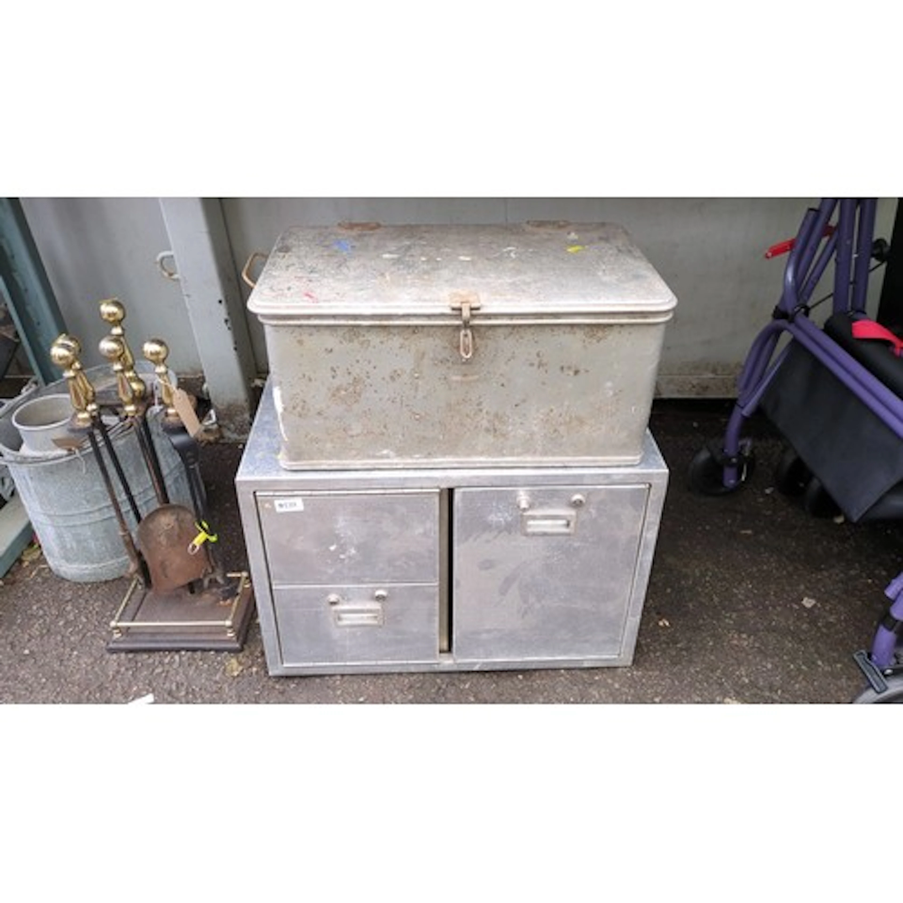 Industrial metal filing cabinet with two drawers and a side ...
